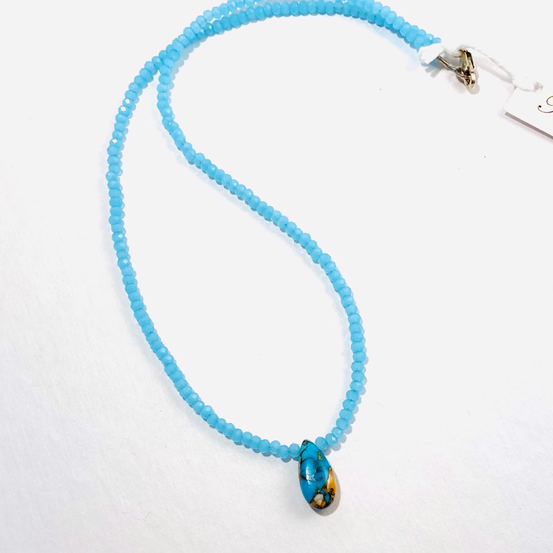 NT22-212 Small Faceted Blue Jade Turquoise  Necklace by Nance Trueworthy