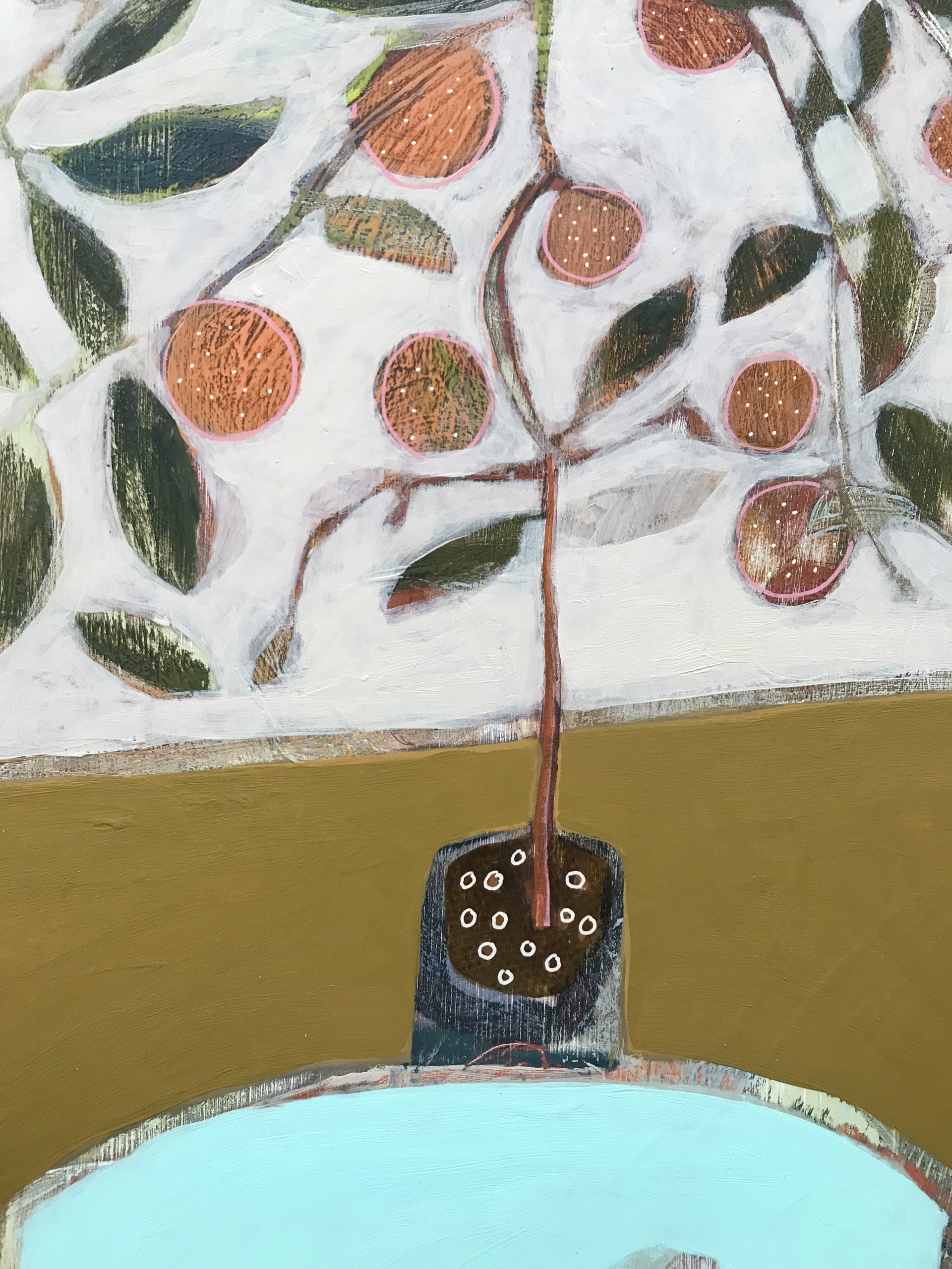 Mandarin Tree in Aqua Vase by Rachael Van Dyke