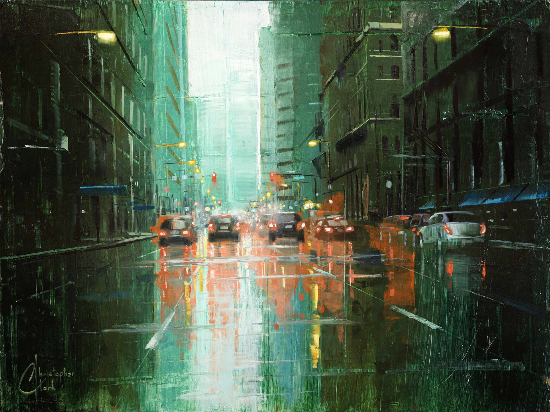Denver - Rain in the City, 17th and Stout by Christopher Clark