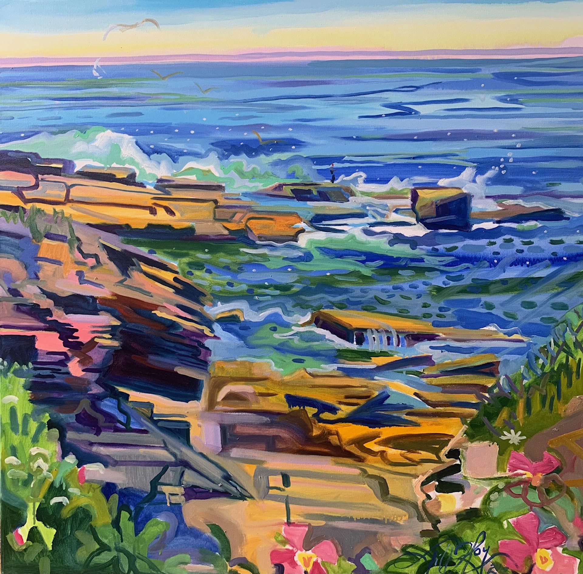 Fishing For Stripers , Two Lights by Jill Hoy