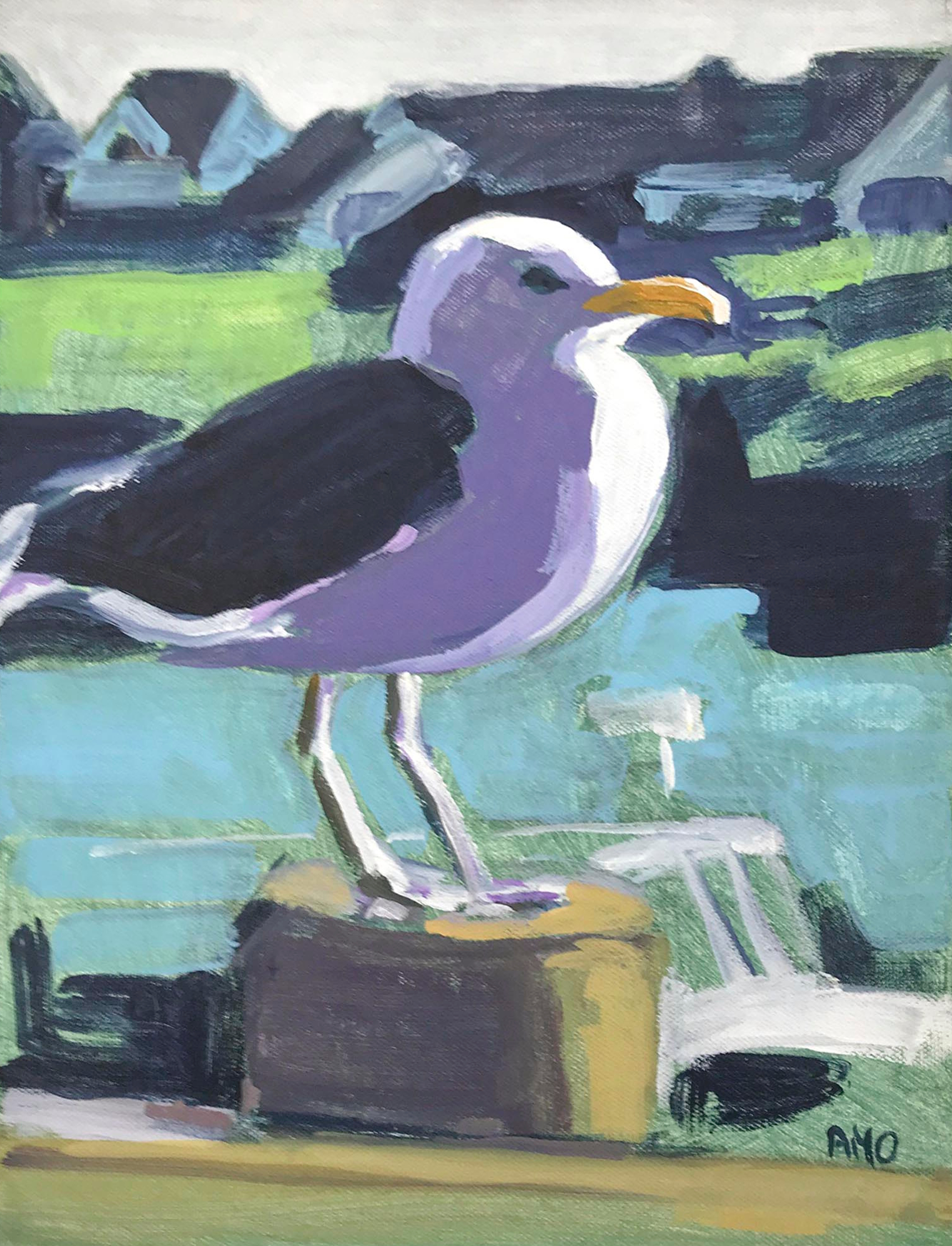 Gull on his favorite perch by Ann Marie O'Dowd