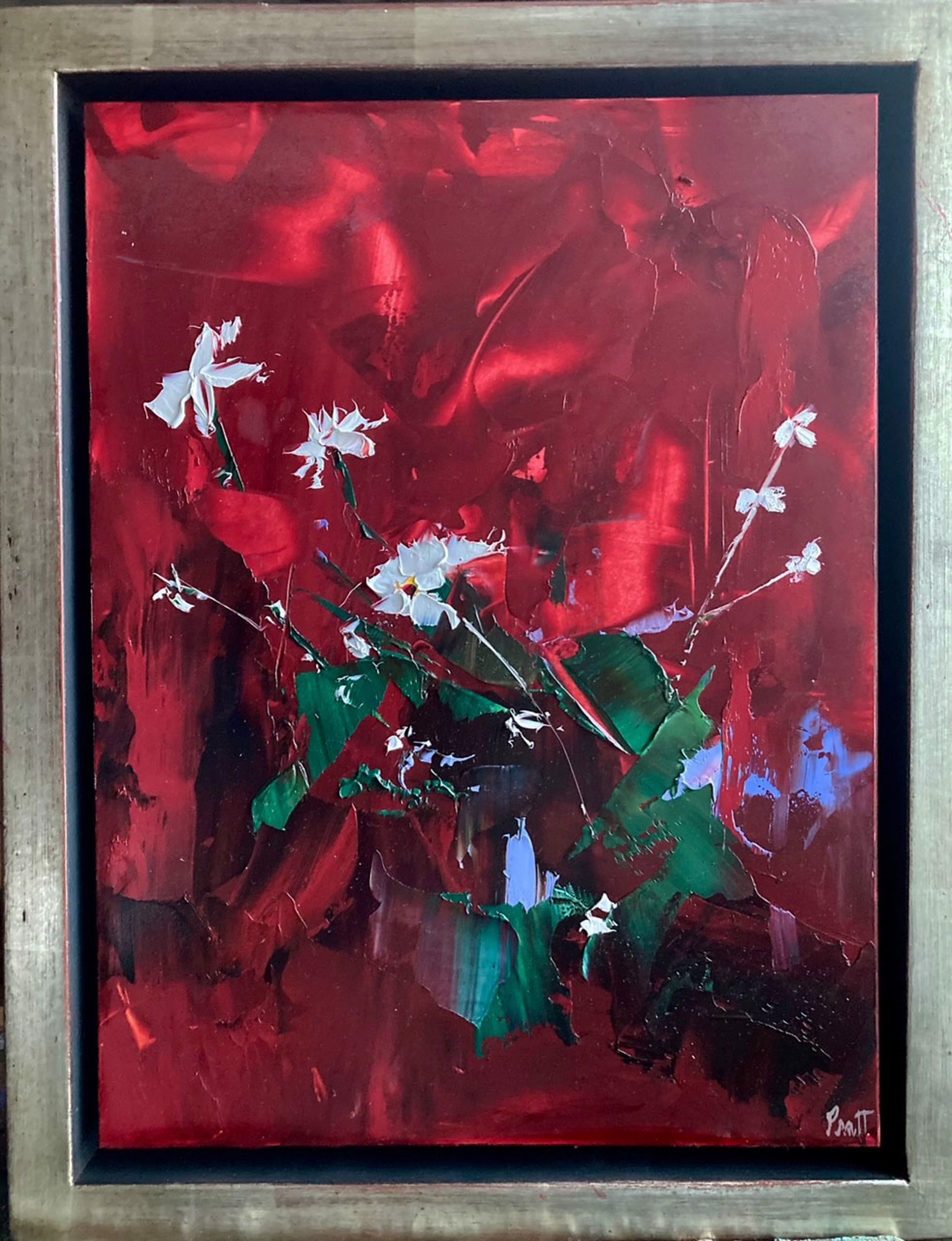 Darwin Flowers on Red by Sandra Pratt