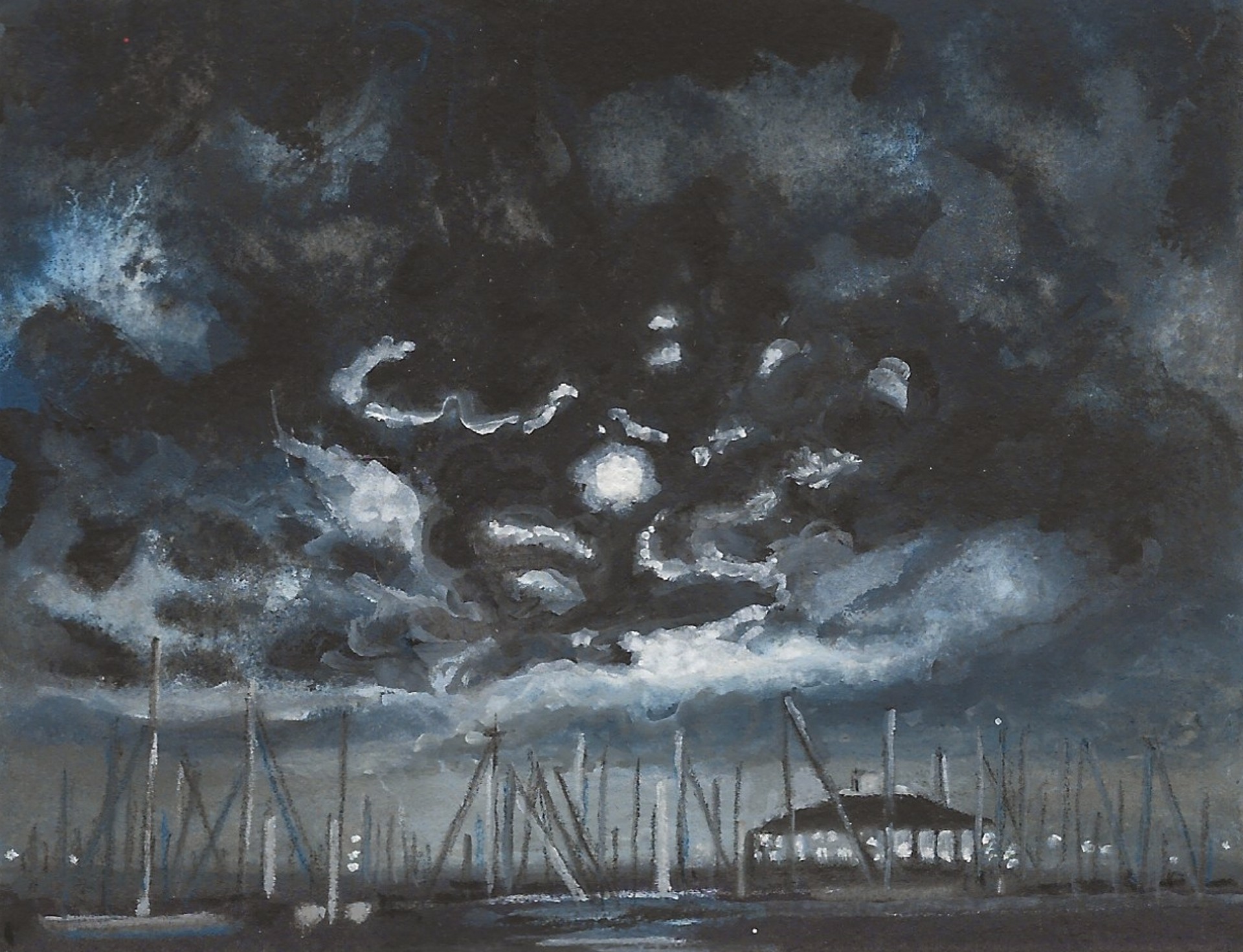 Moonlit Clouds and Masts by Kristin Malin