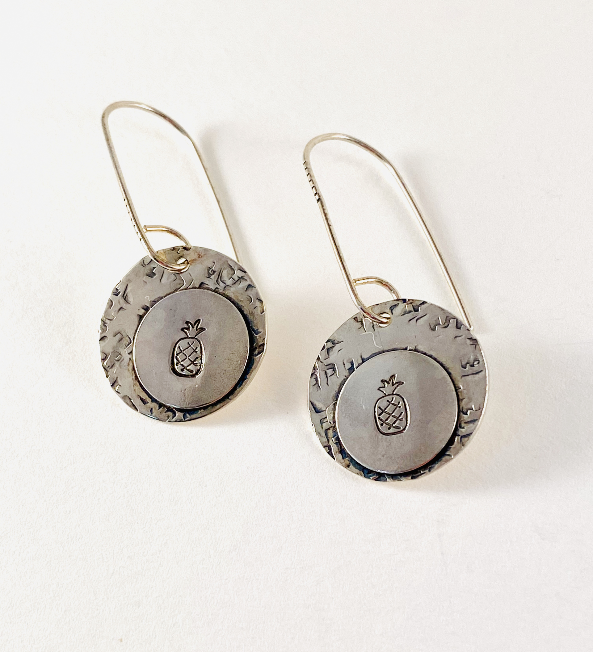 Silver Pineapple Dbl Stamp Earrings #9 by Shelby Lee - jewelry