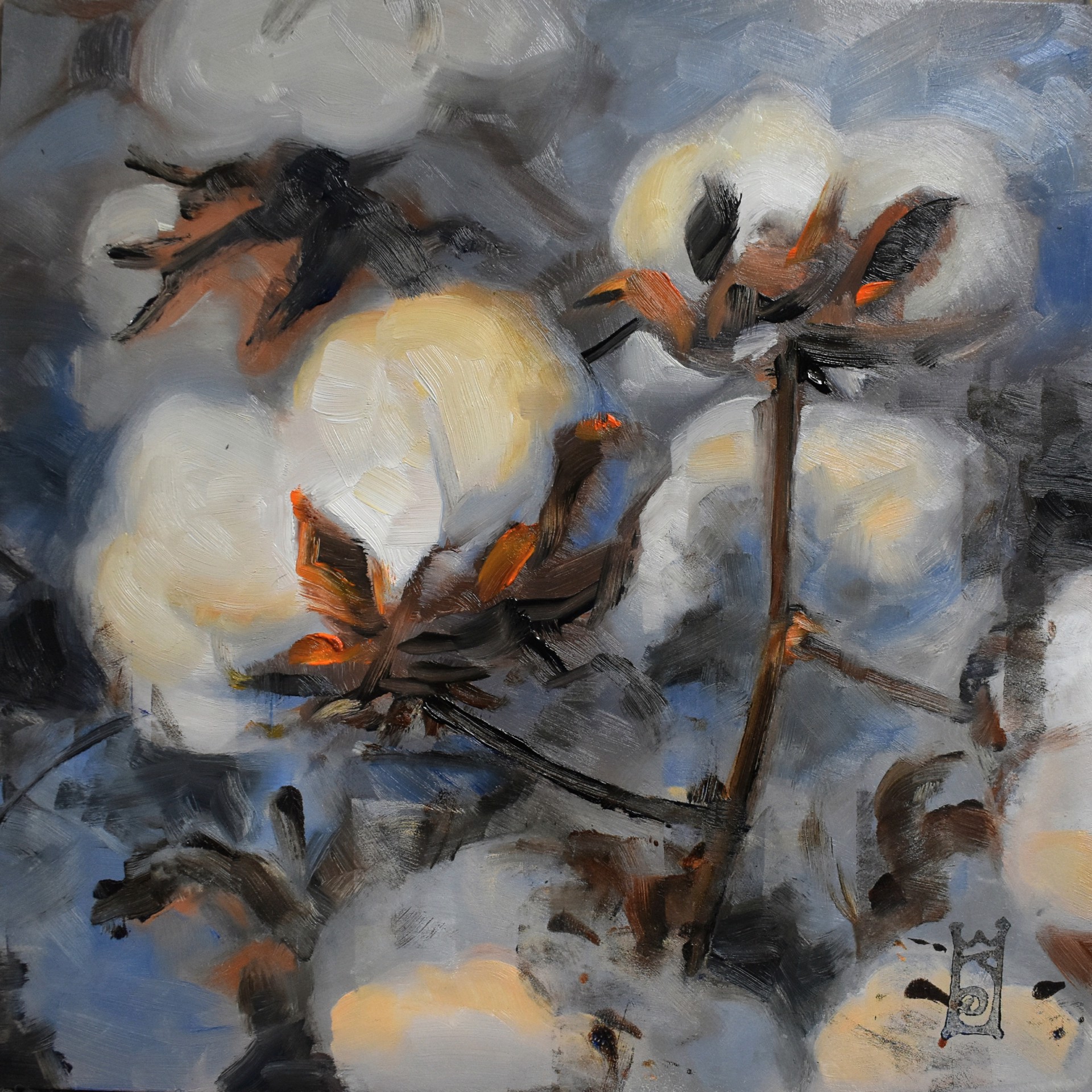 "Cotton Harvest II" original oil painting by Steven Walker