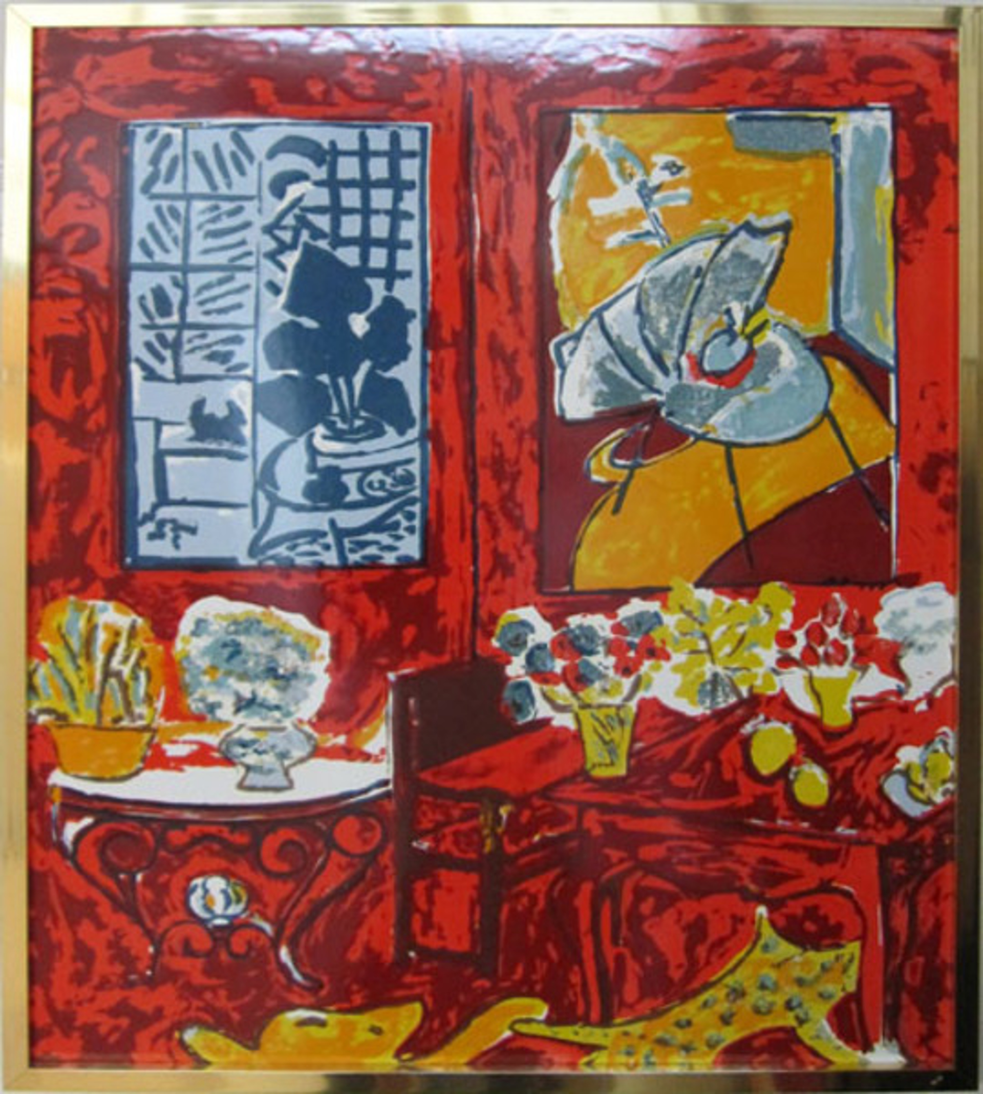 Red Interior with Flowers by Henri Matisse (after)
