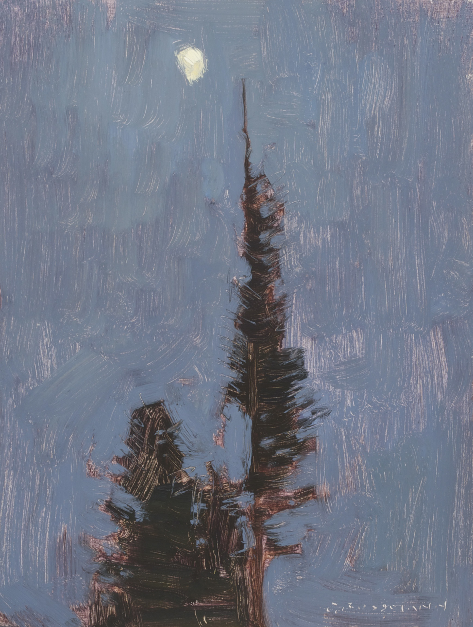 Waxing Moon and Night Pines by David Grossmann