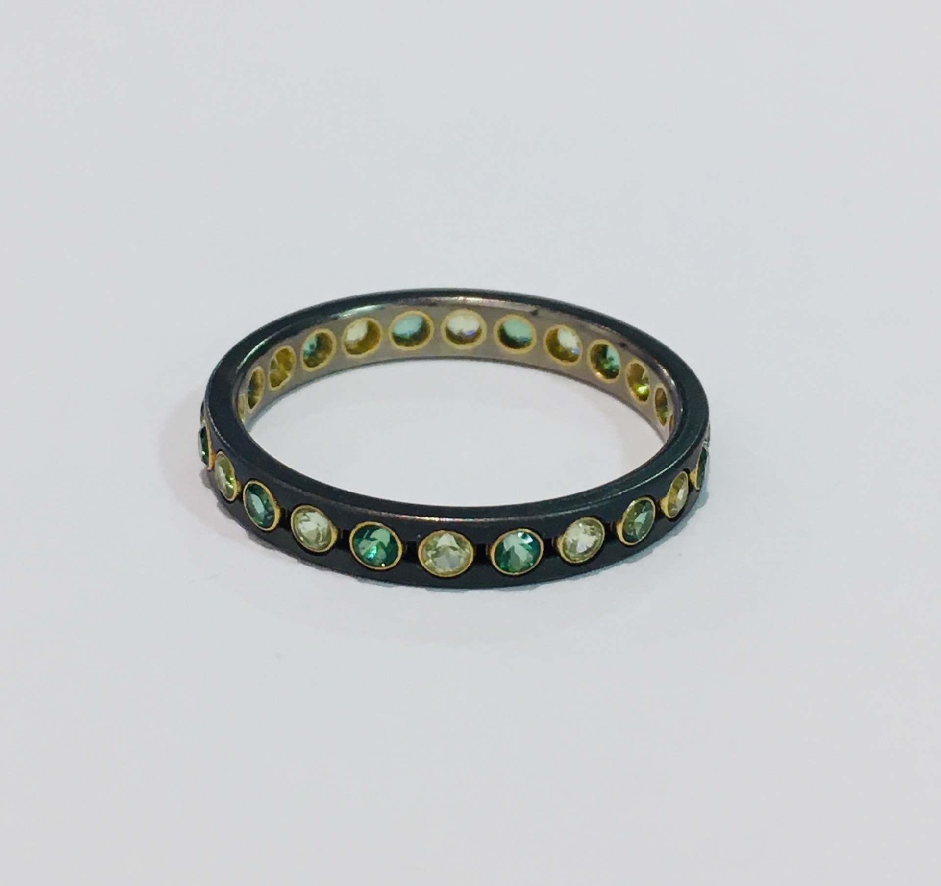 Titanium Ring with Alpinite and Peridot by WES & GOLD