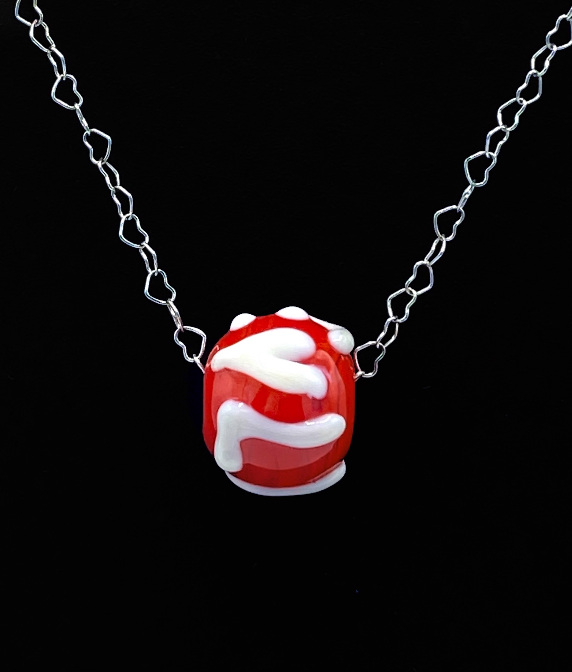 Red Round Glass Love Bead Necklace by Emelie Hebert