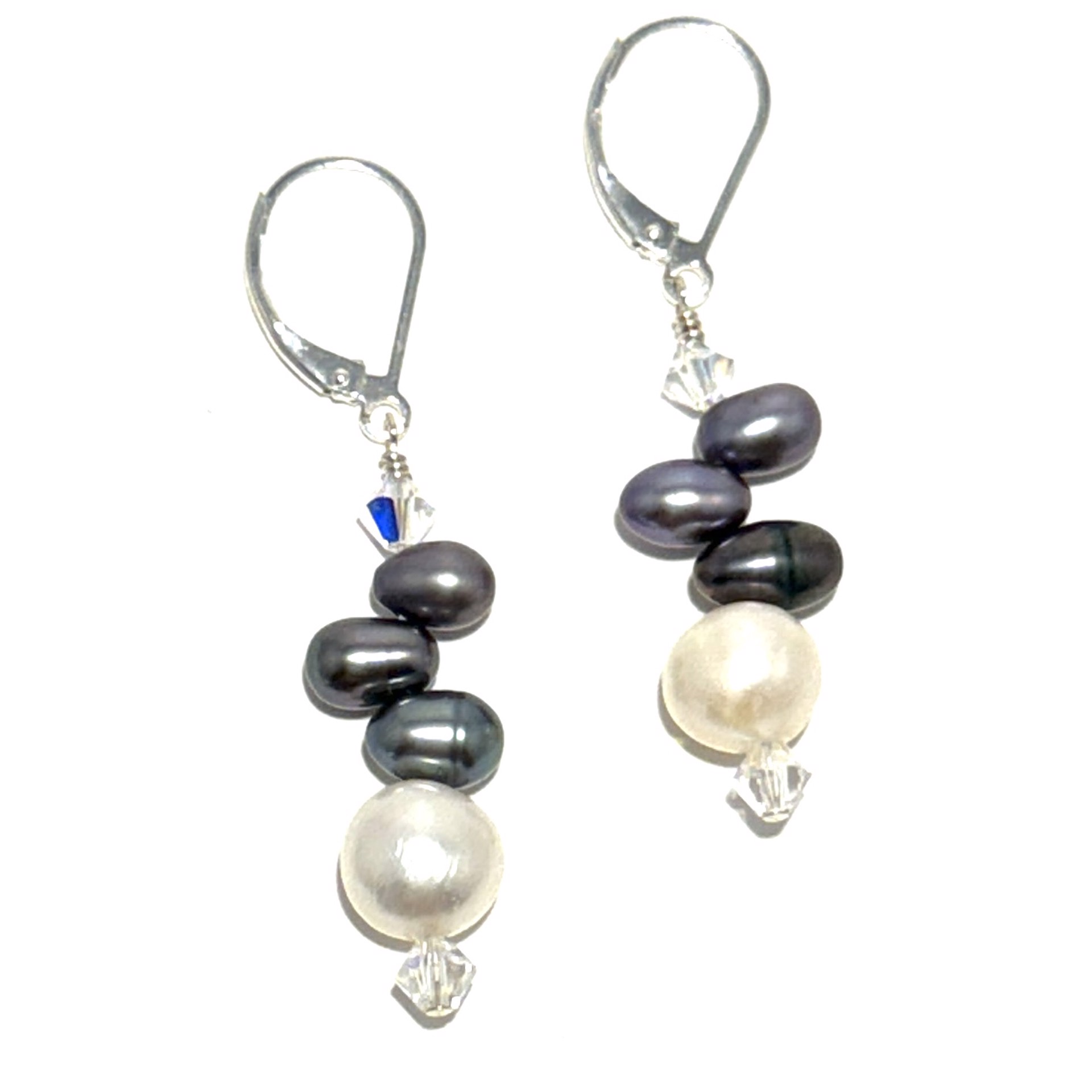 Black and White Pearl Earrings SHOSH23-52 by Shoshannah Weinisch