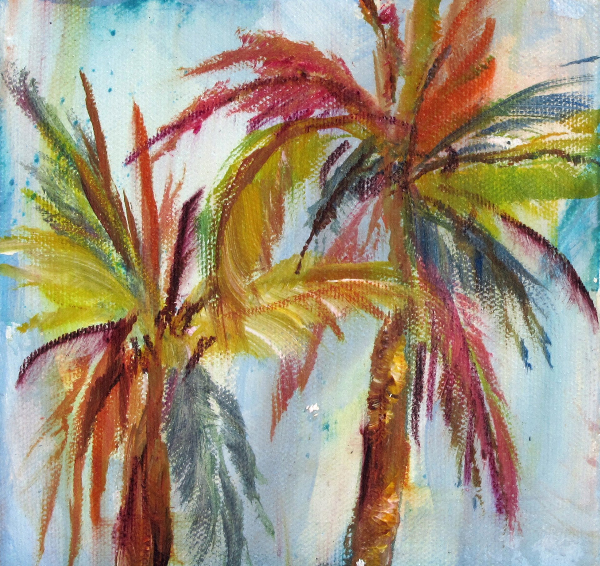 Yellow and Orange Coconut Trees by Cindy Aune