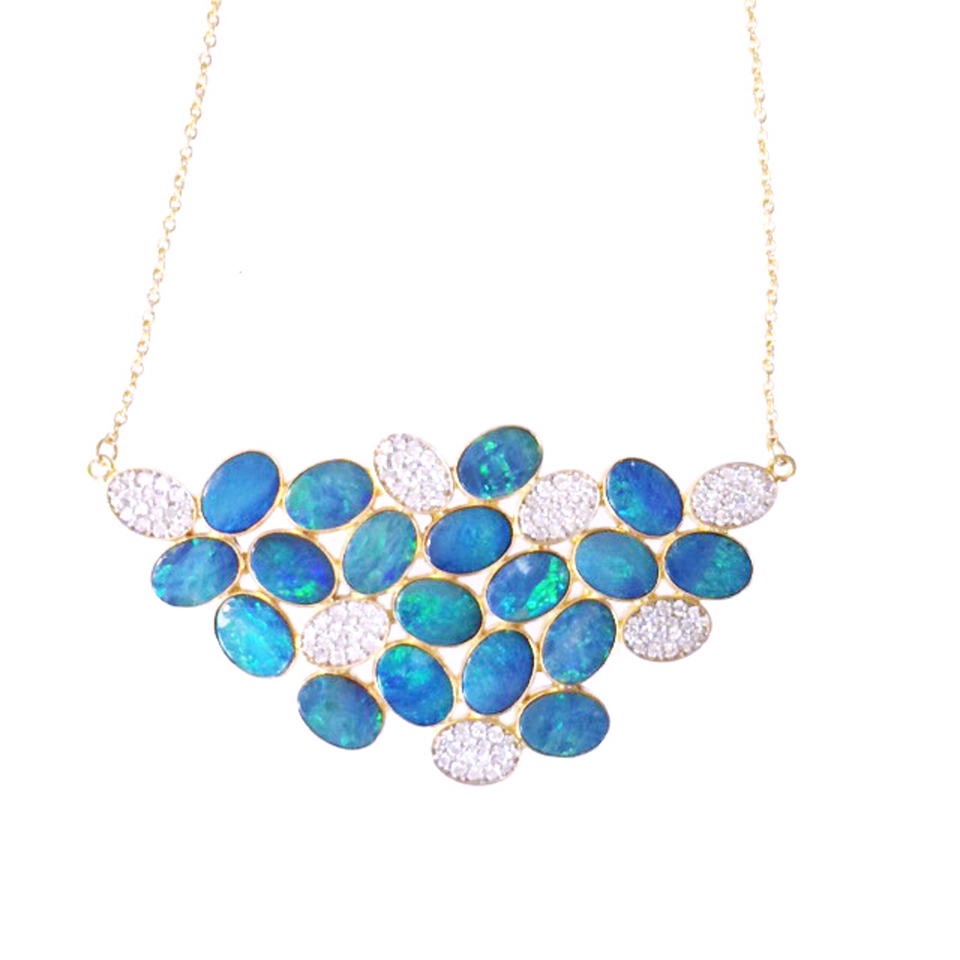 Boulder Opal and Diamond Necklace by Lauren Harper