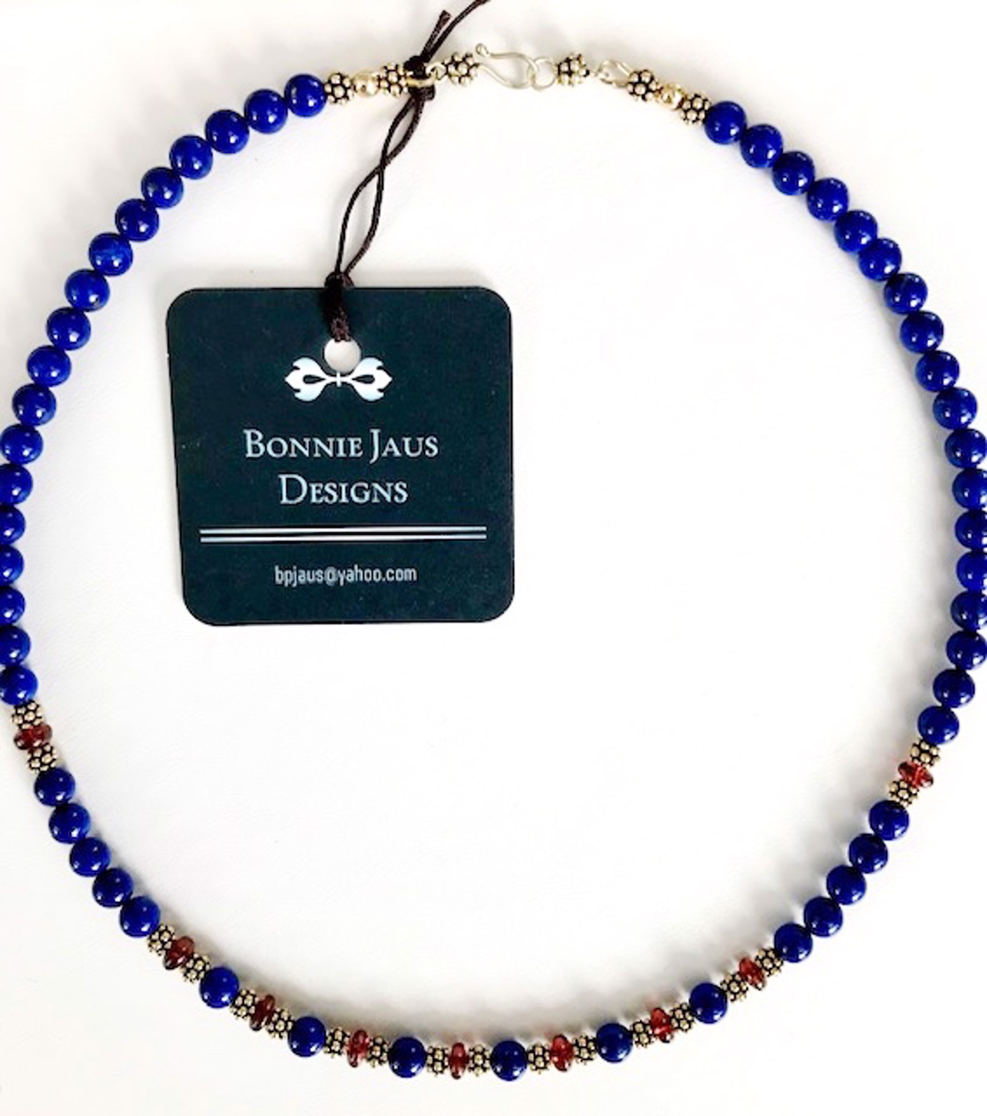 Necklace - Lapis Lazuli, Garnet & Gold Vermeil by Bonnie Jaus