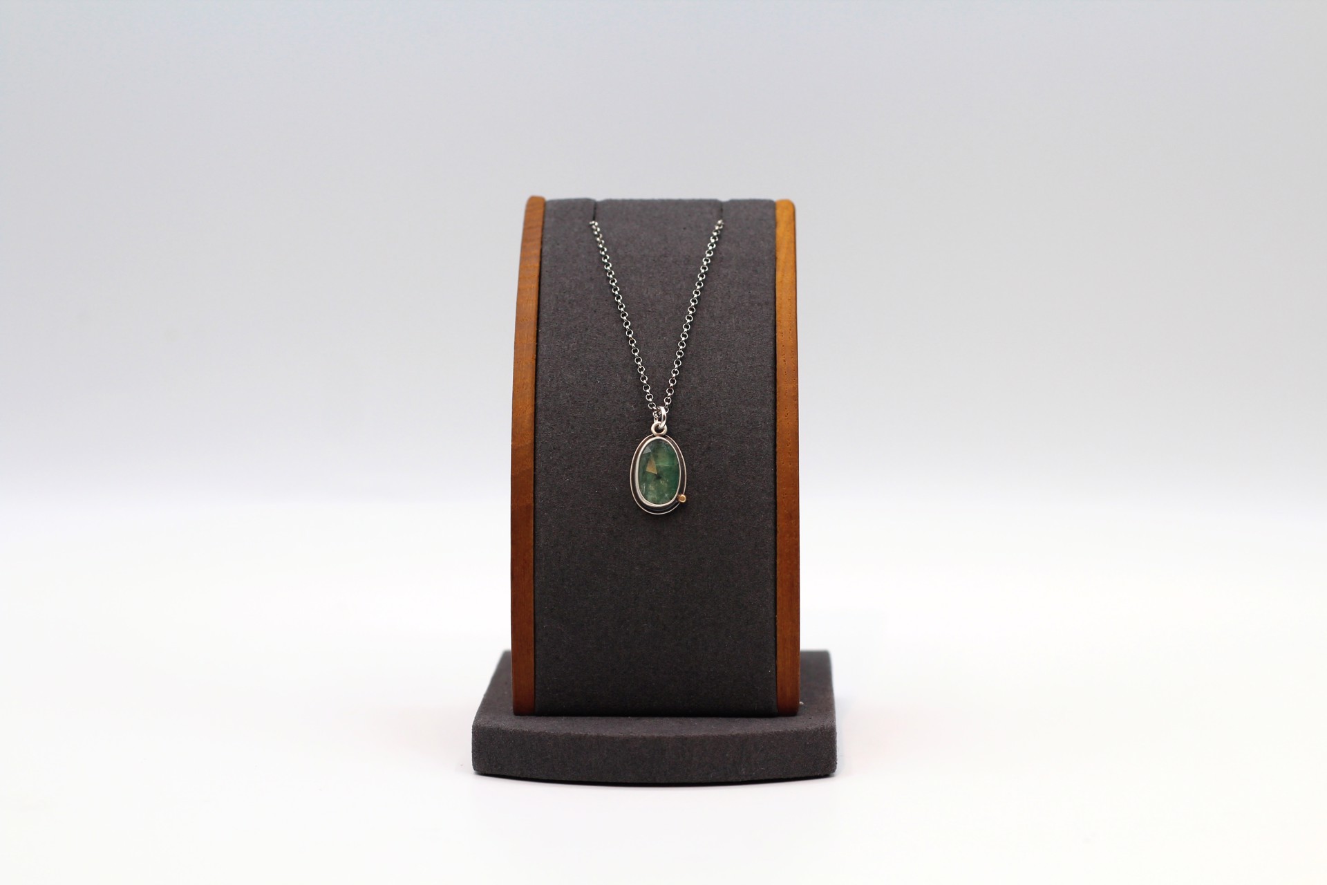 Green Kyanite Necklace with 14k Gold by Kim Knuth
