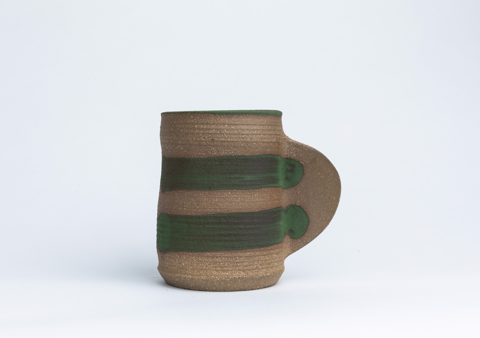 Green Striped Fin Vase by Glory Day Loflin Ceramics
