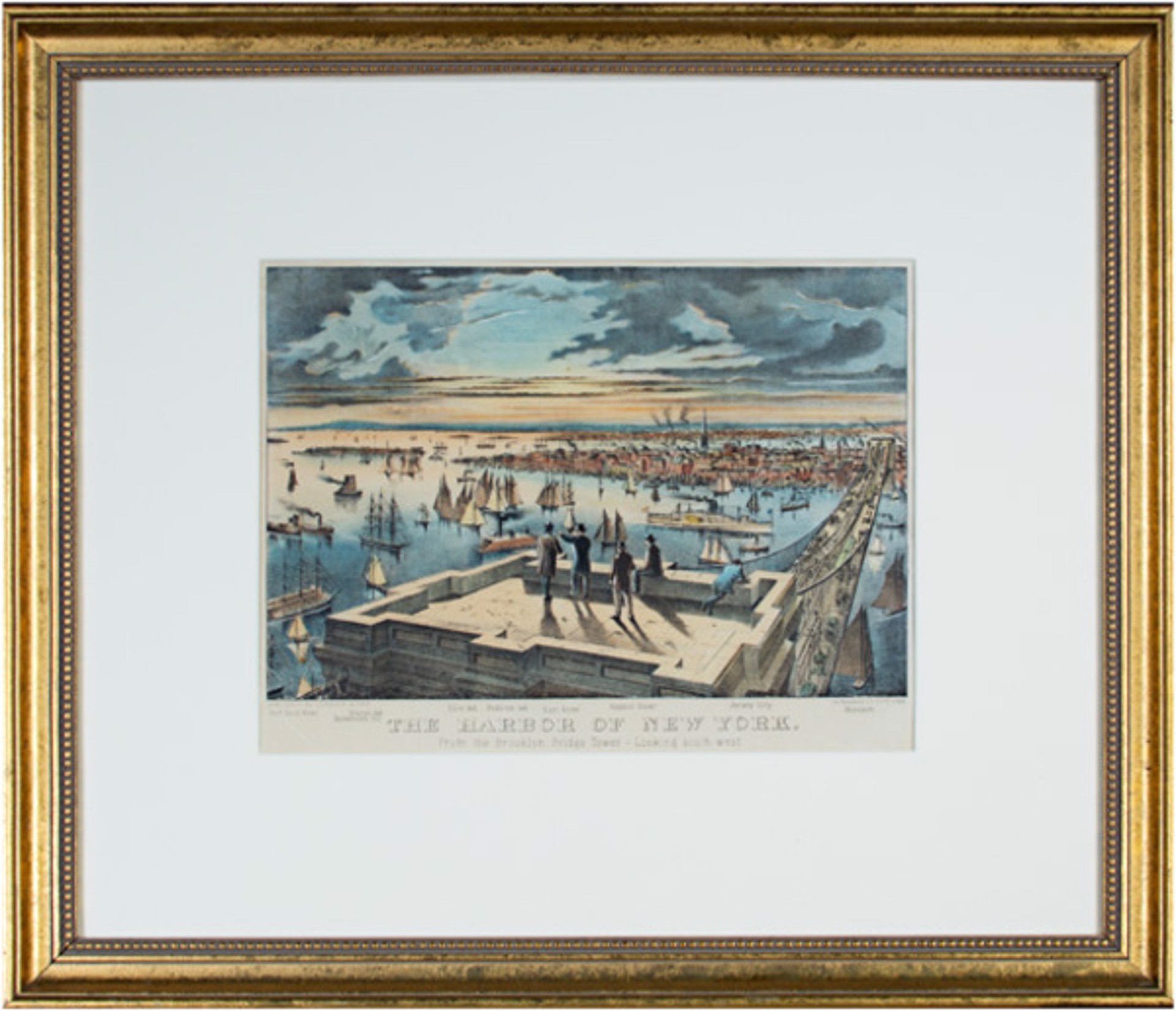 The Harbor of New York, From the Brooklyn Bridge Tower - looking south-west (Best- 50) by Currier & Ives