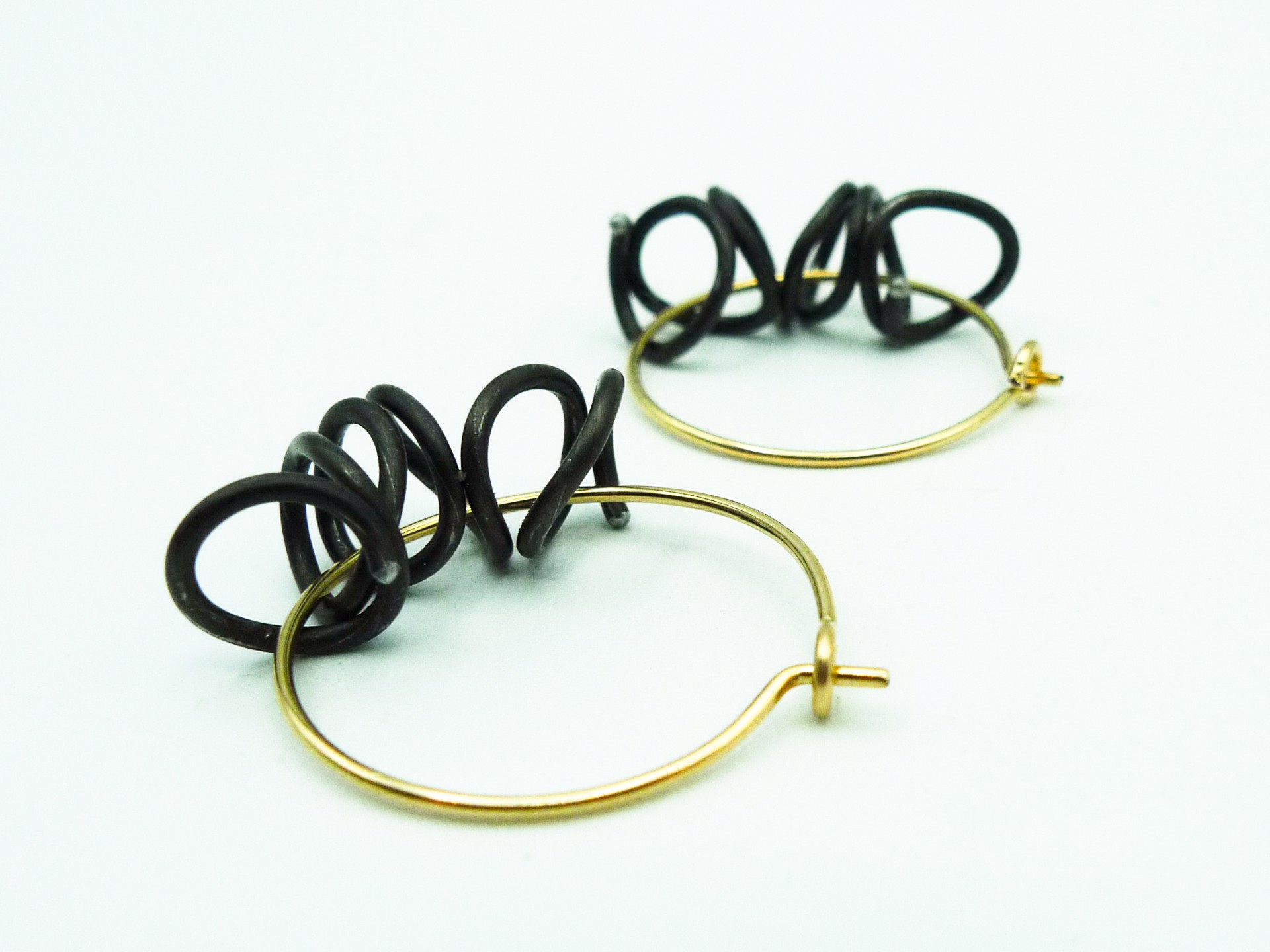 Small Coily Threaded Hoopwire Earrings by Susanne Henry