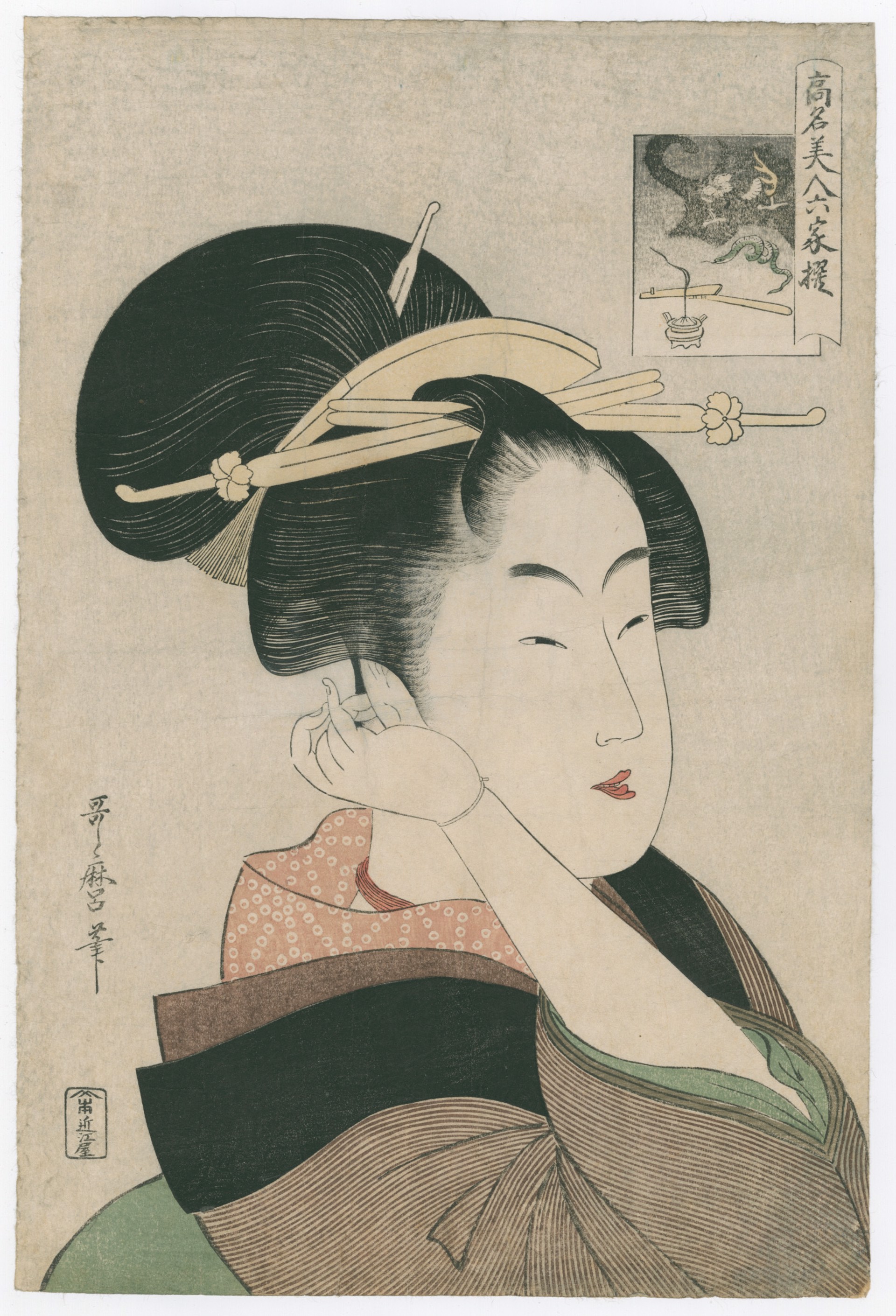 Tatsumi Roko Renowned Beauties Likened to the Six Immortal Poets (Komei bijin rokkasen) by Utamaro