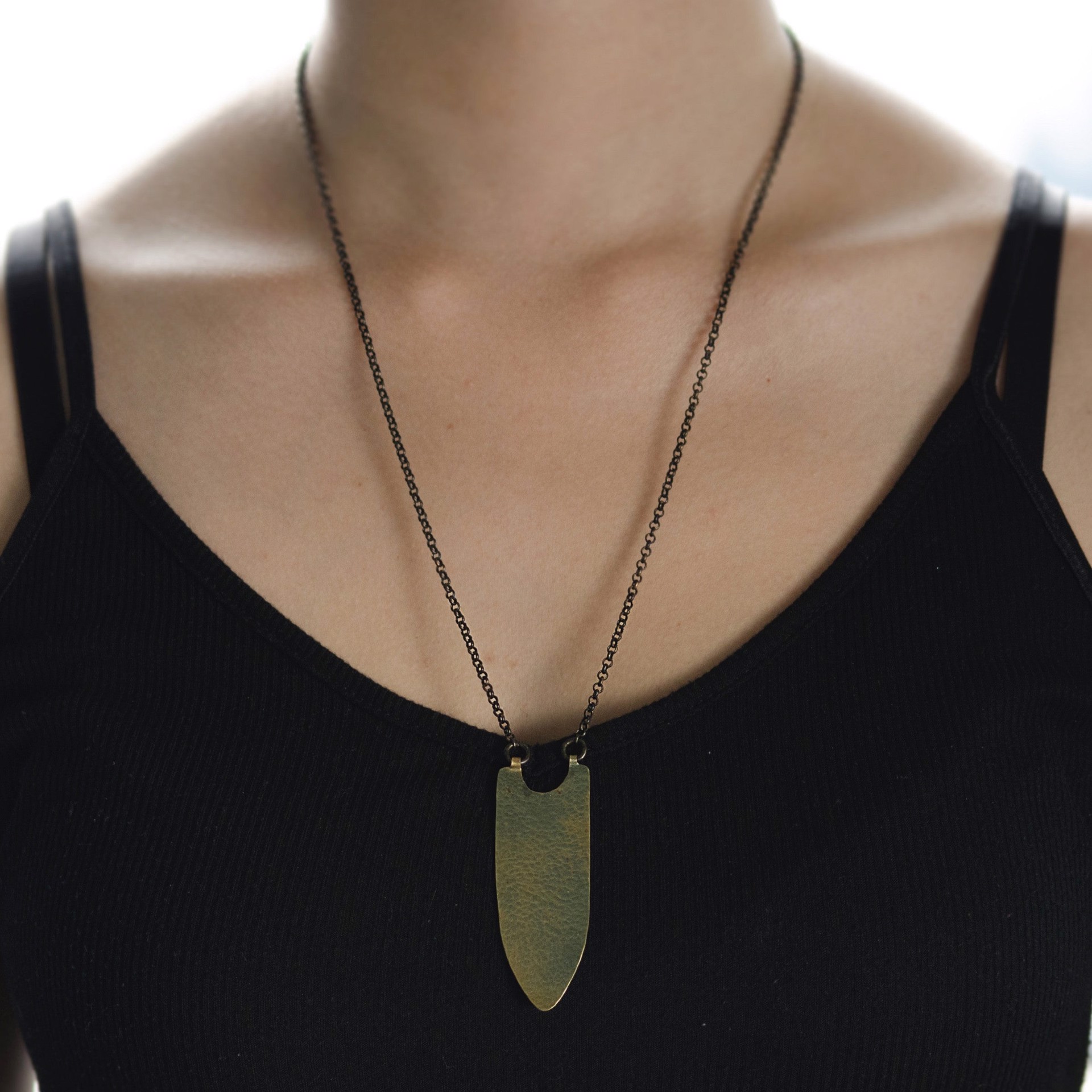 Banner Necklace in Antiqued Brass by Clementine & Co. Jewelry