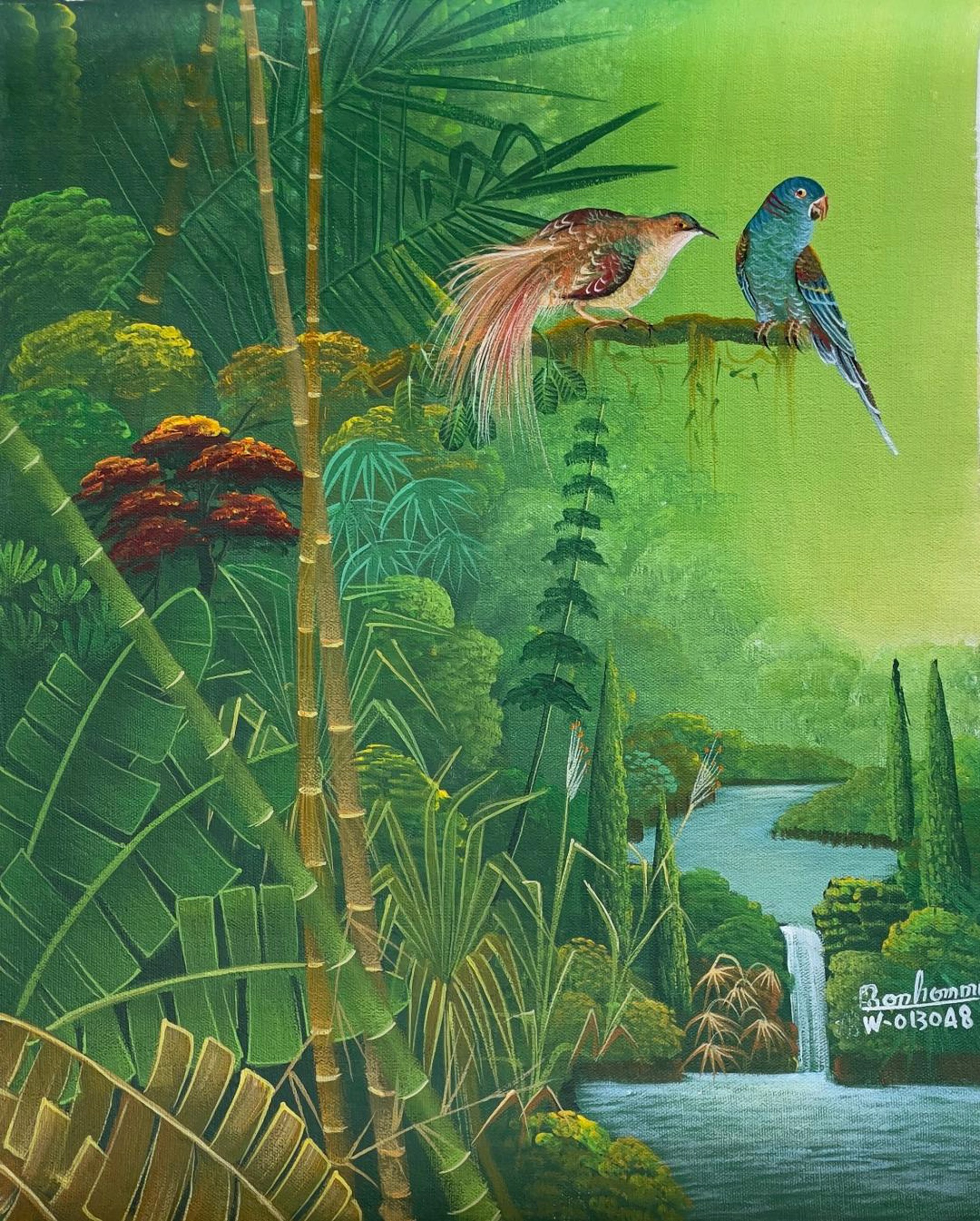 Birds Arguing & Water #17MFN by Albott Bonhomme (Haitian, b. 1963)