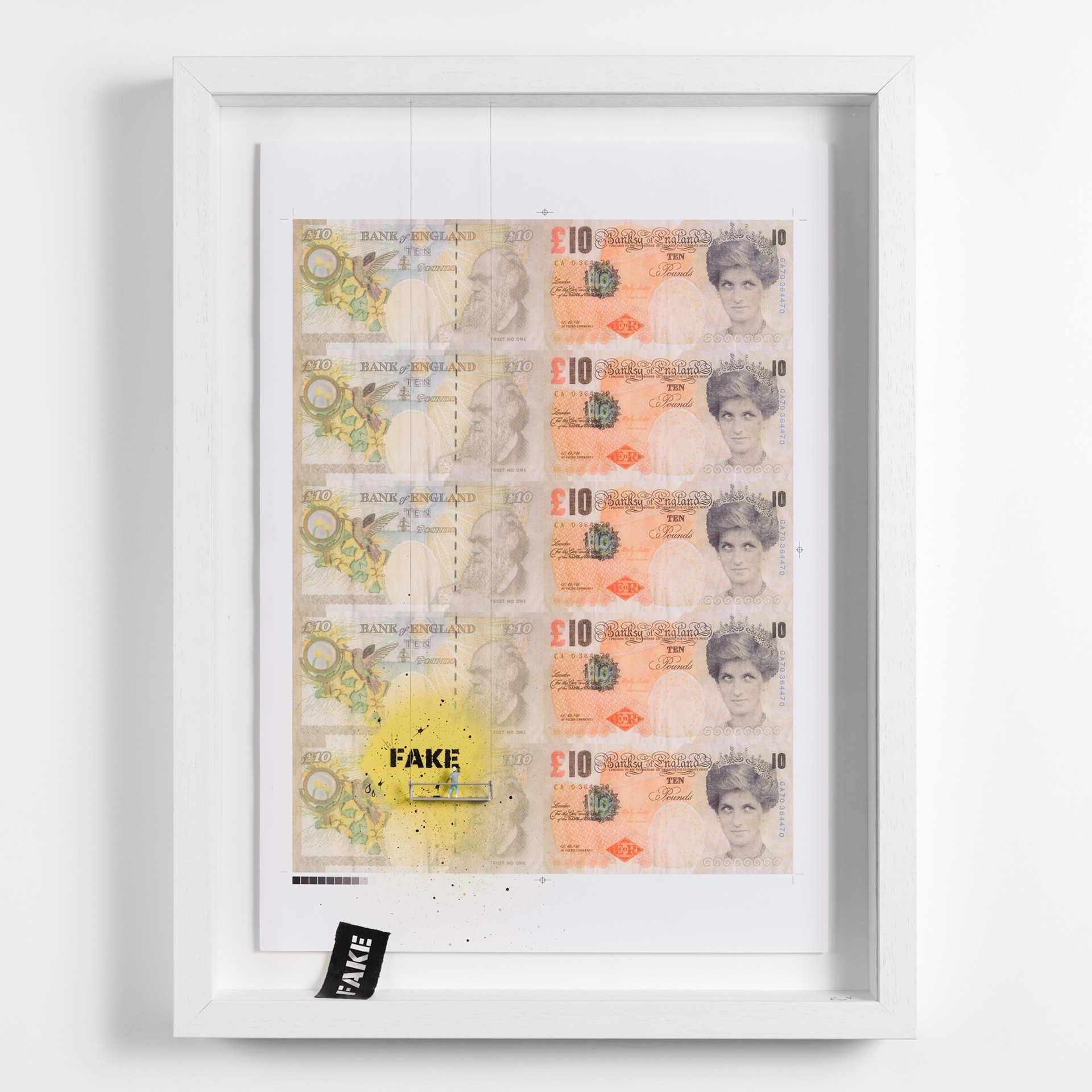 Fake - Di-Faked Tenner Sheet (Yellow/Black) by Roy's People