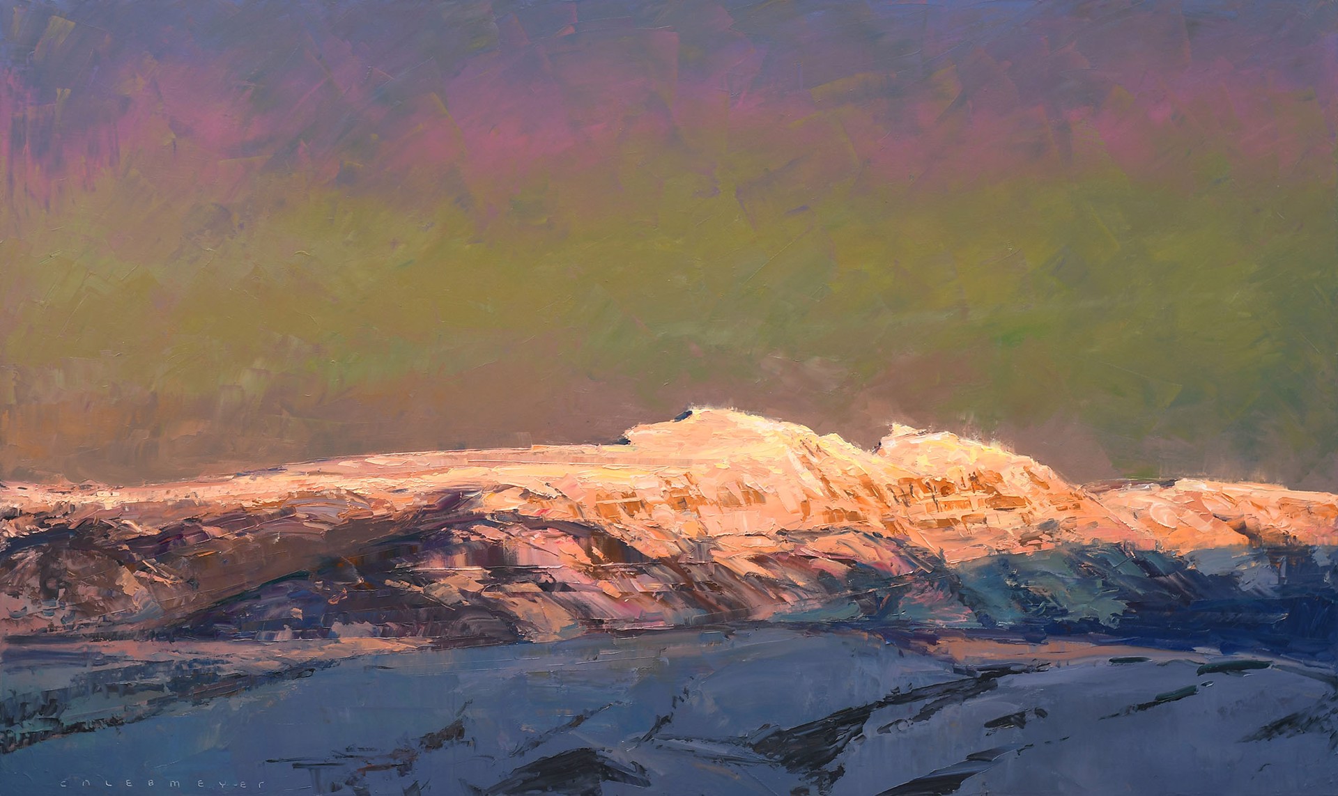 Original Landscape Painting By Caleb Meyer Featuring Sleeping Indian Mountain Side At Dawn 