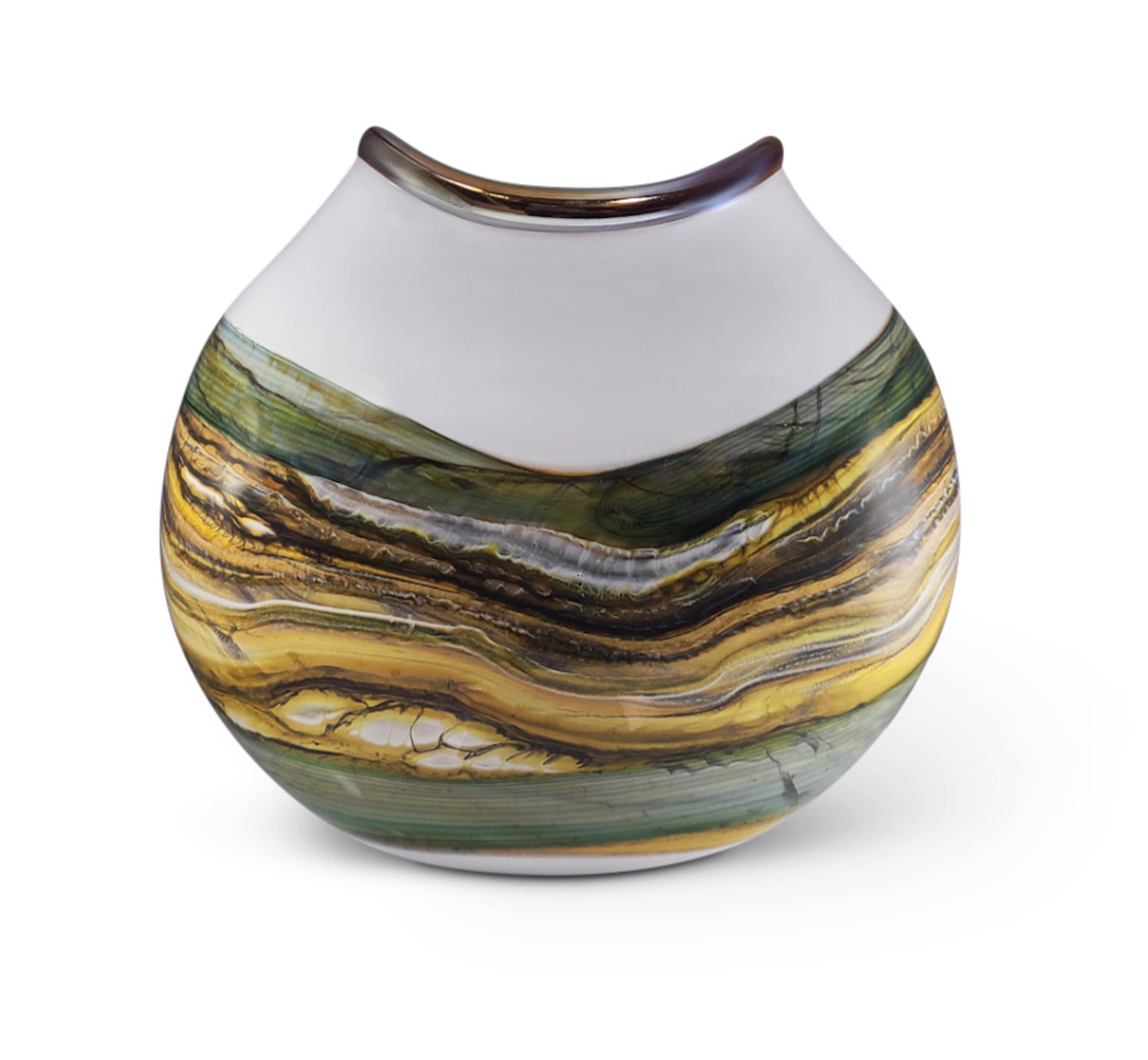 White Opal Flat Vessel Sage by Danielle Blade Stephen Gartner