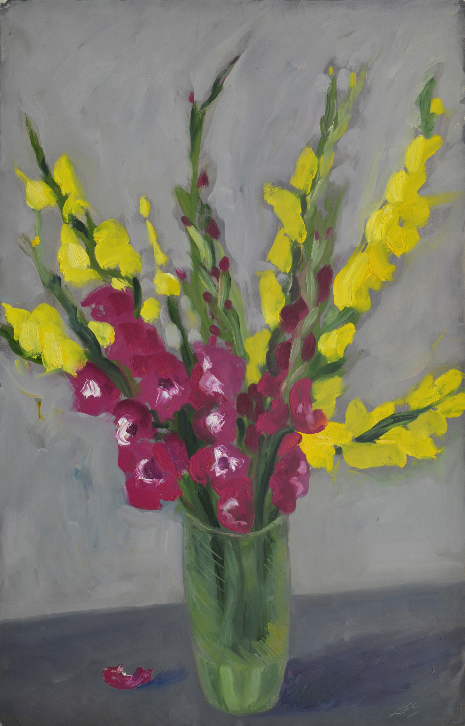 Red, Purple, and Yellow Glads by Gail Foster