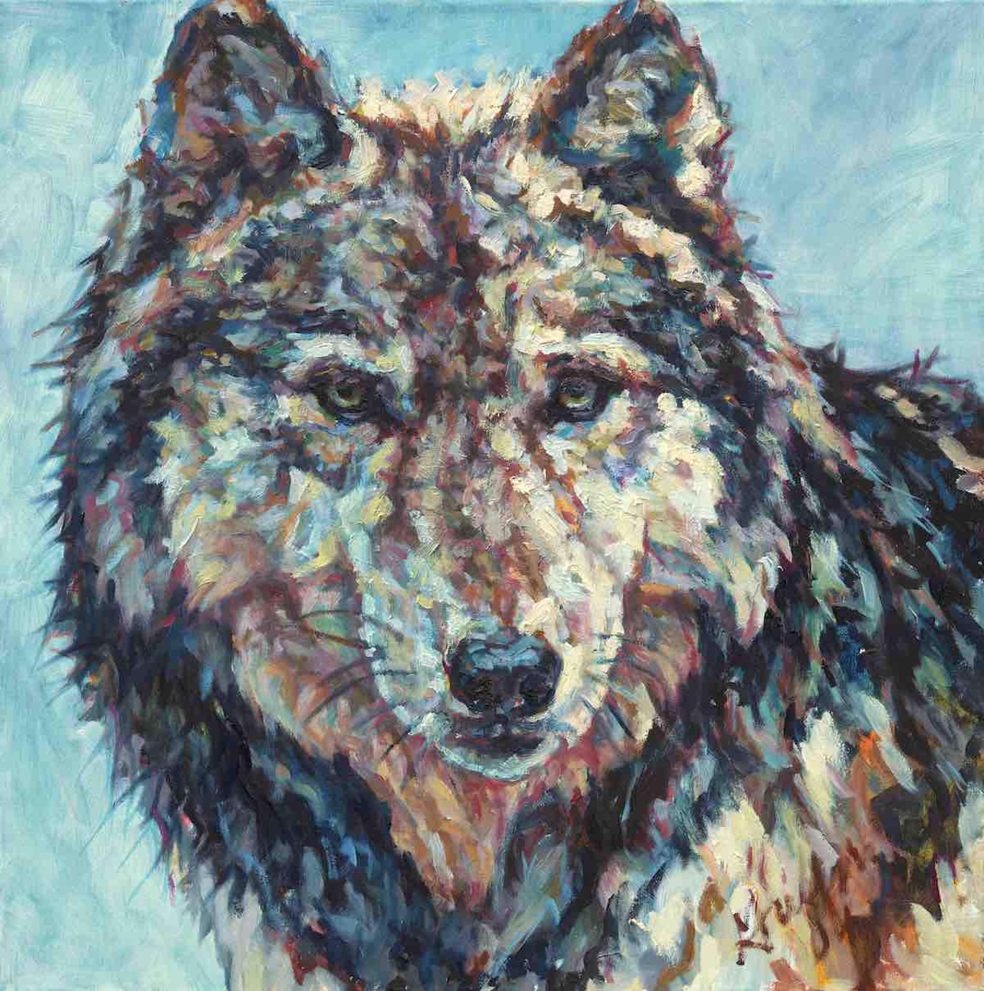 Masked Wolf Portrait Thick Oil Painting By Patricia A Griffin At Gallery WIld