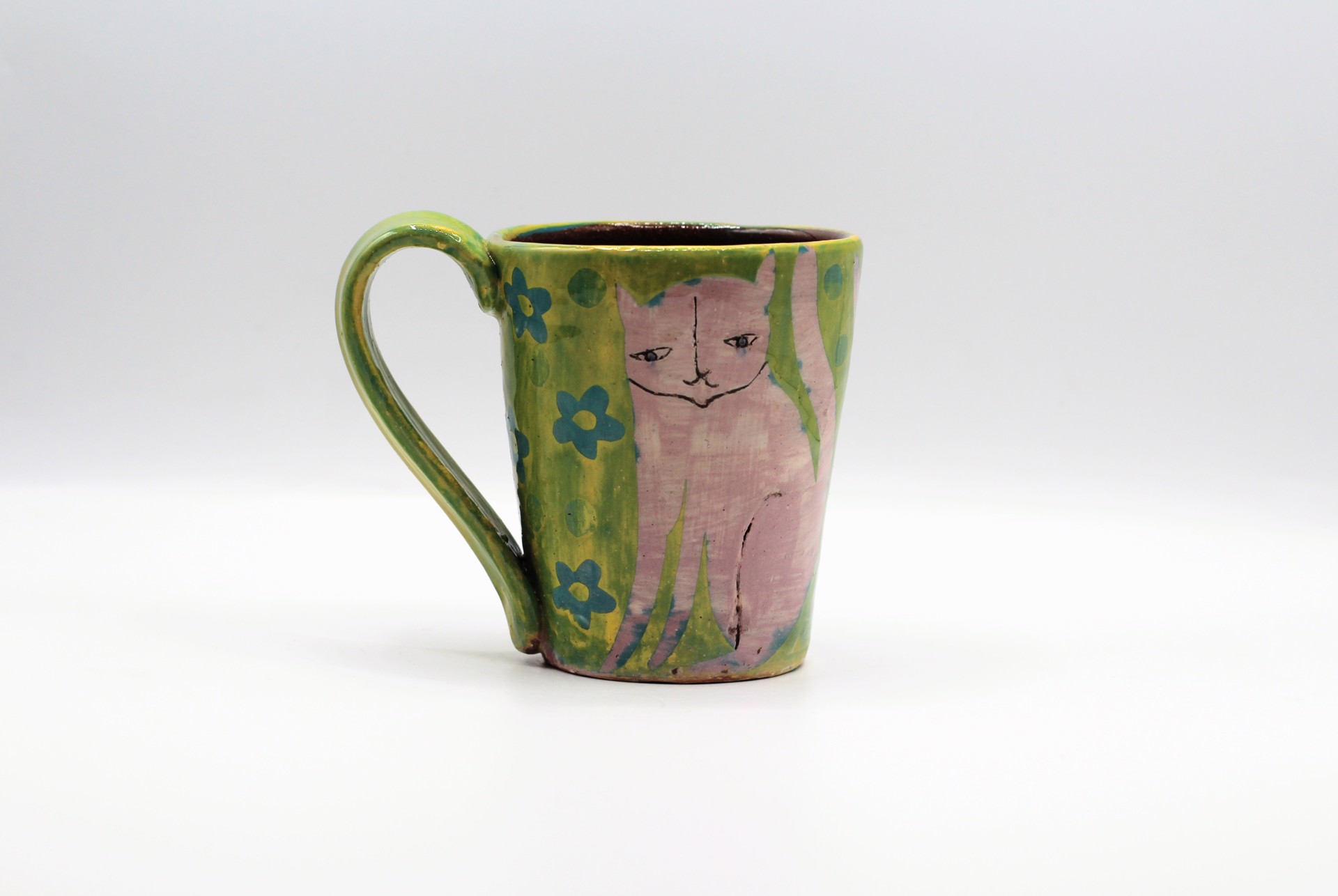 Cat Yellow Mug by Priscilla Dahl