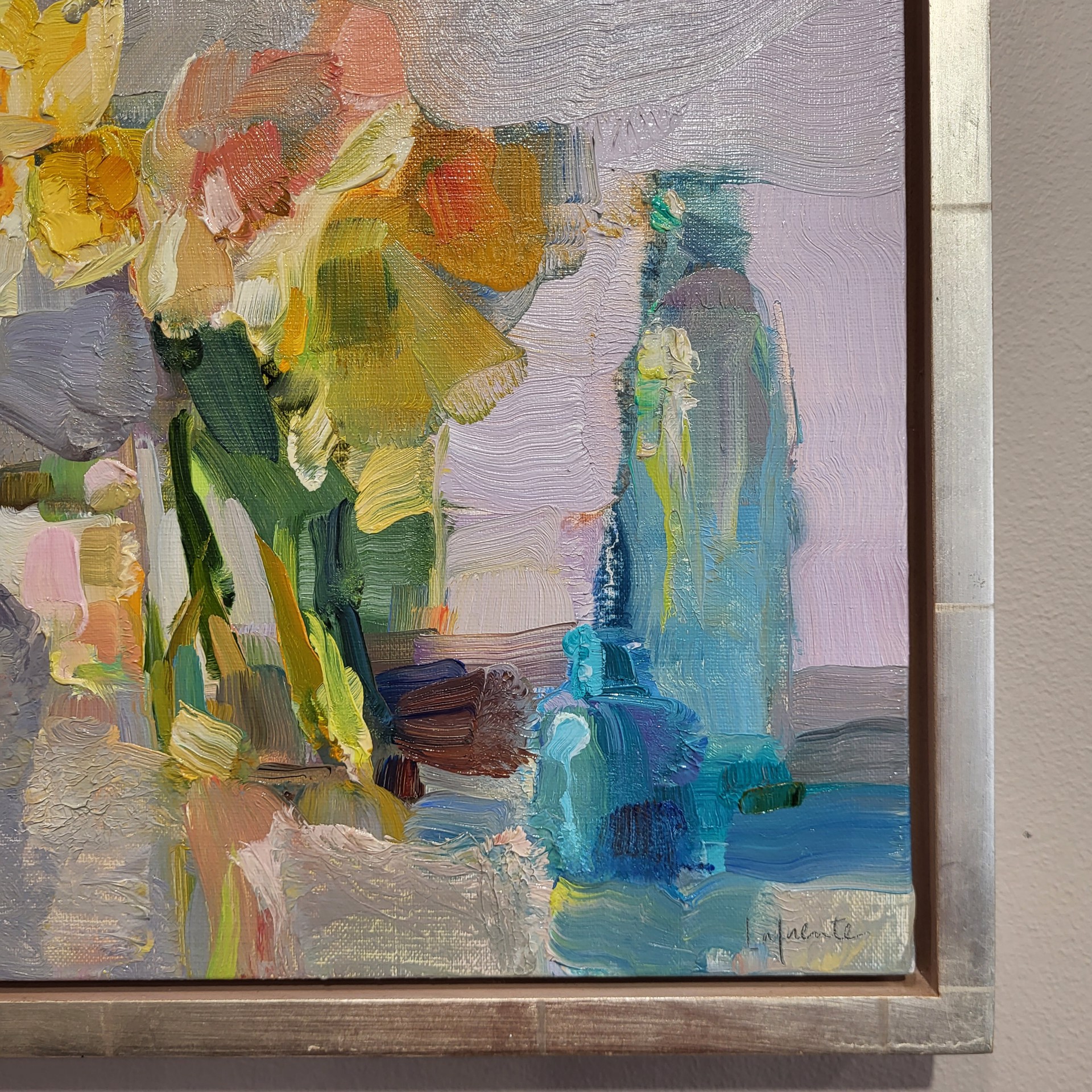 DAFFODILS AND BLUE BOTTLES by CHRISTINE LAFUENTE