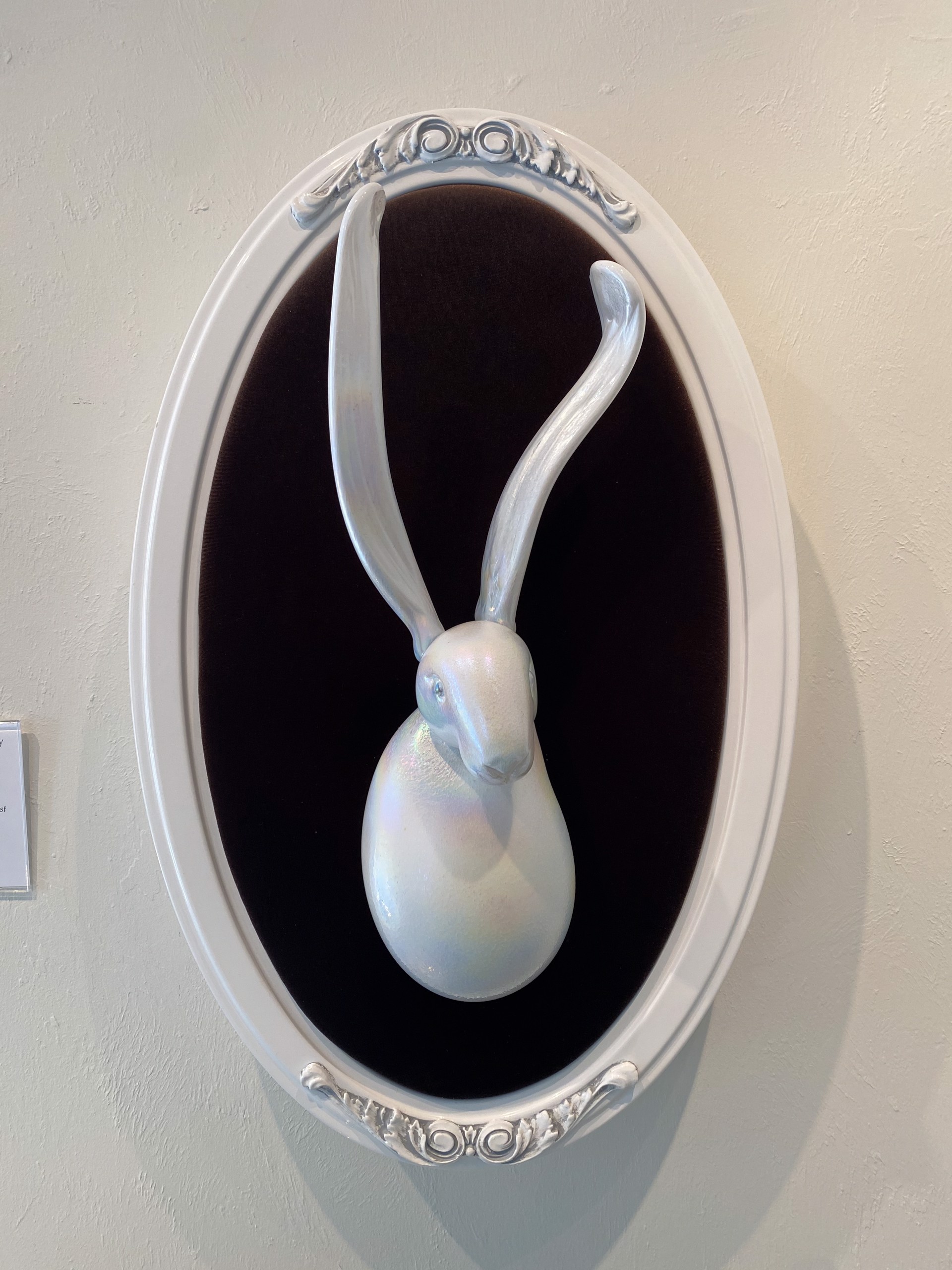 Pearl White Bunny Bust by Hunt Slonem