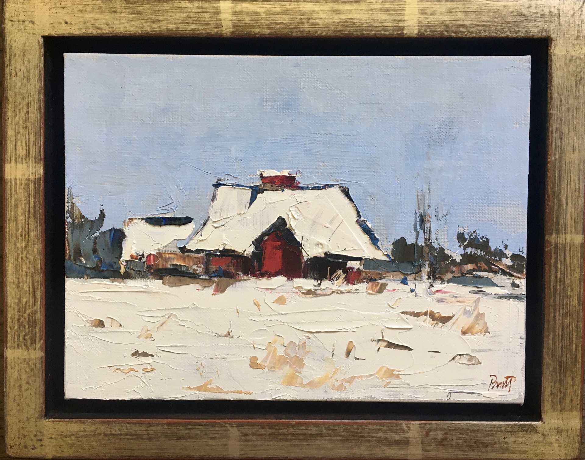 Red Barn in Winter by Sandra Pratt