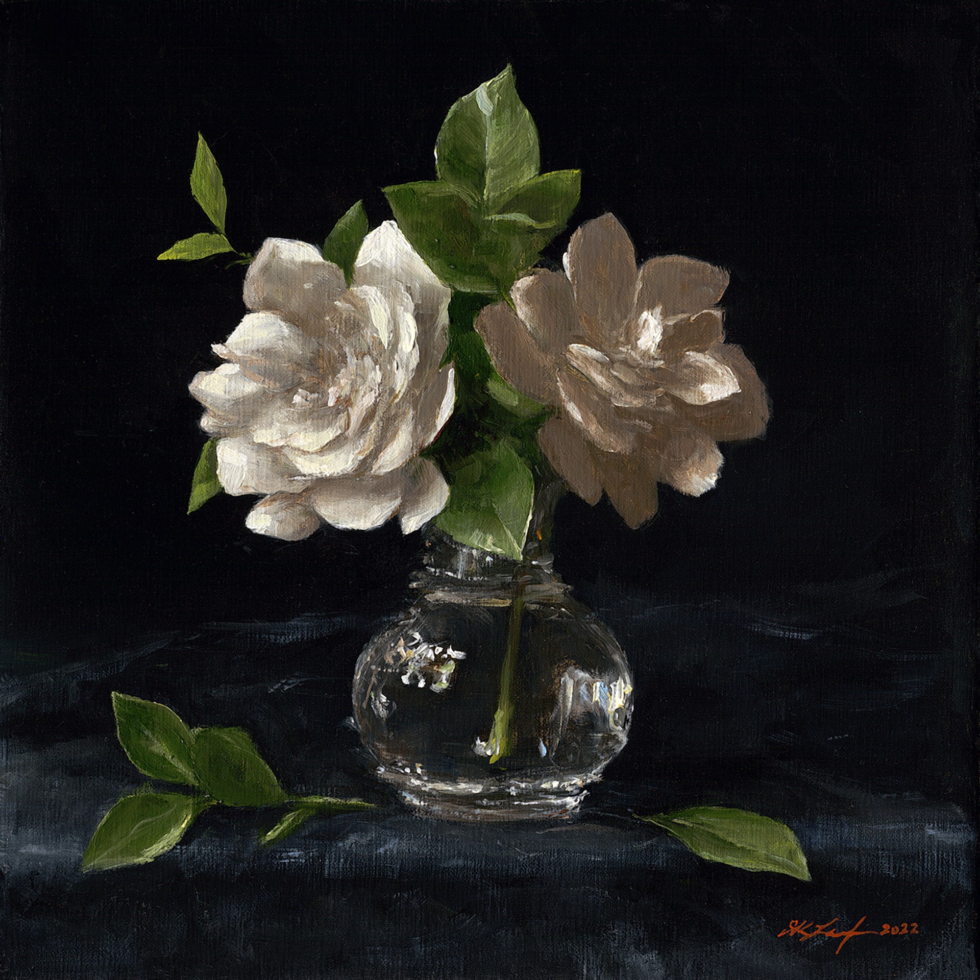 Gardenias in Juliska Vase by Sarah Lamb