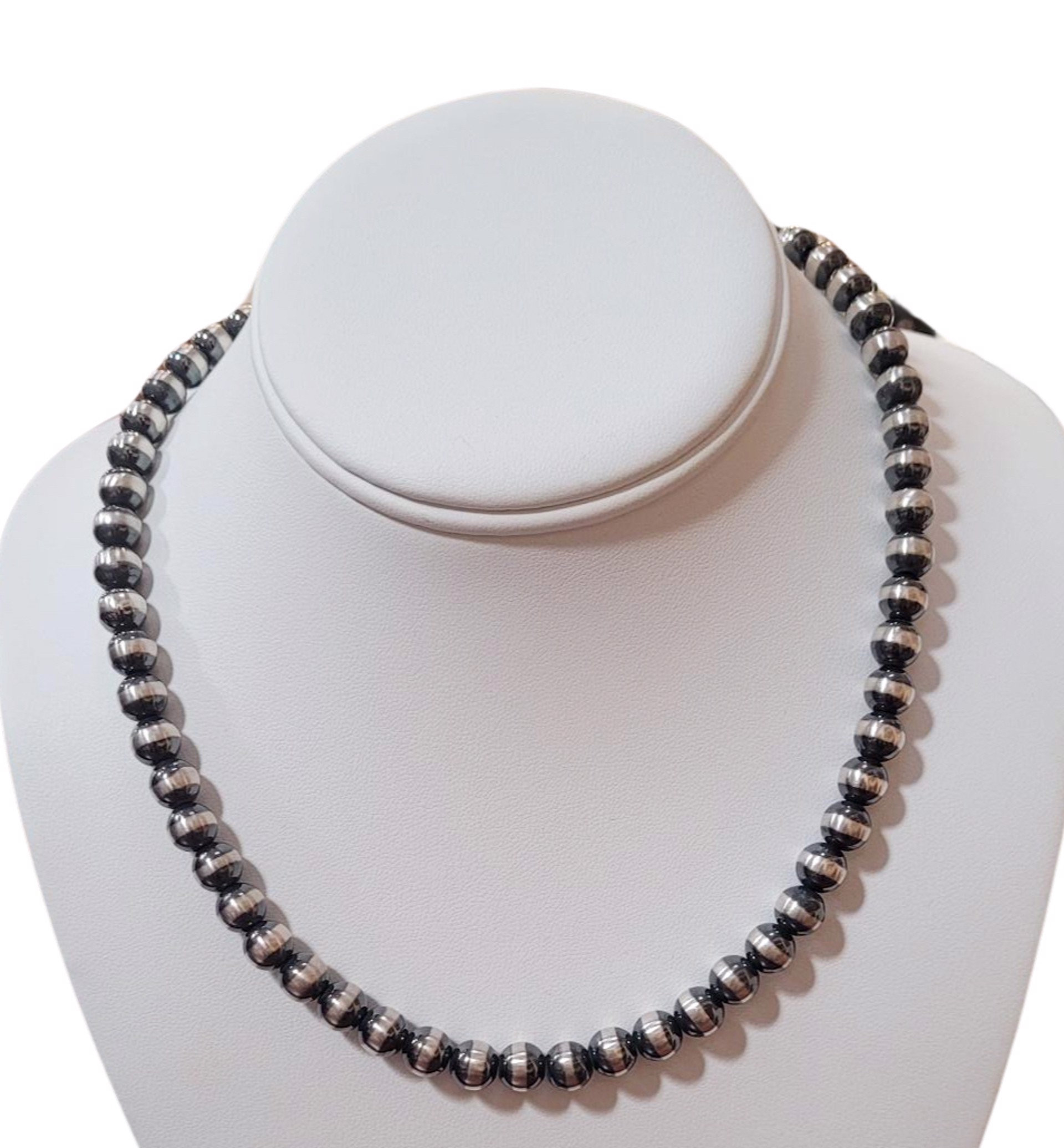 Necklace -  18" Sterling Silver Pearls 8mm by Indigo Desert Ranch - Jewelry