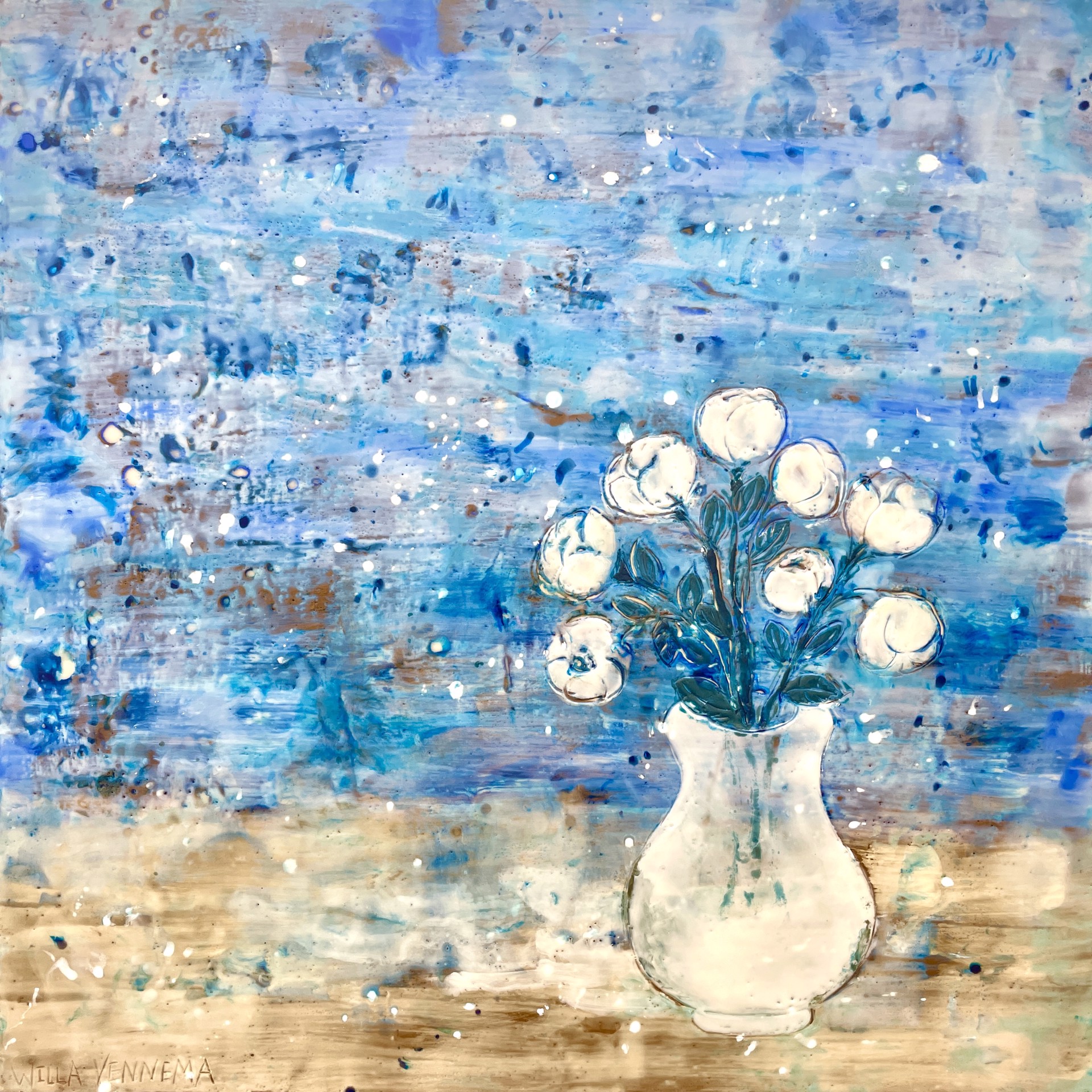 White Rose, White Vase by Willa Vennema