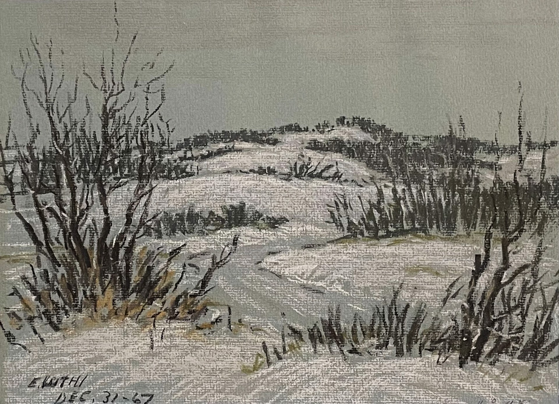 Winter in the Touchwood Hills at Punnichy by Ernest Luthi (1906-1983)