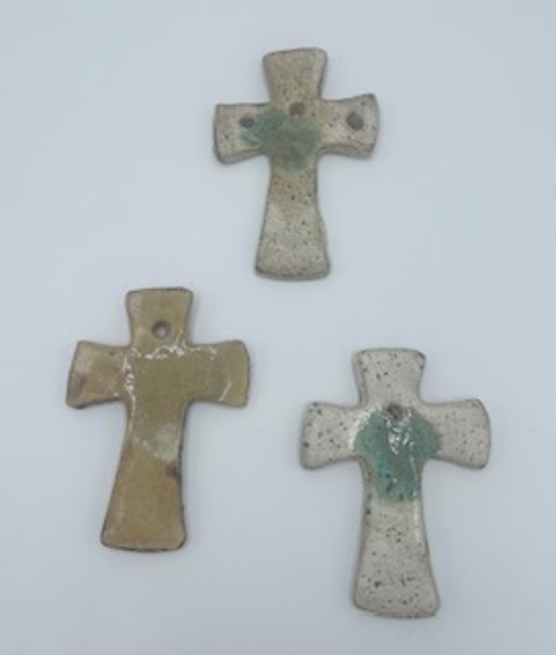 Cross Ornament Assorted Glazes by Satterfield Pottery