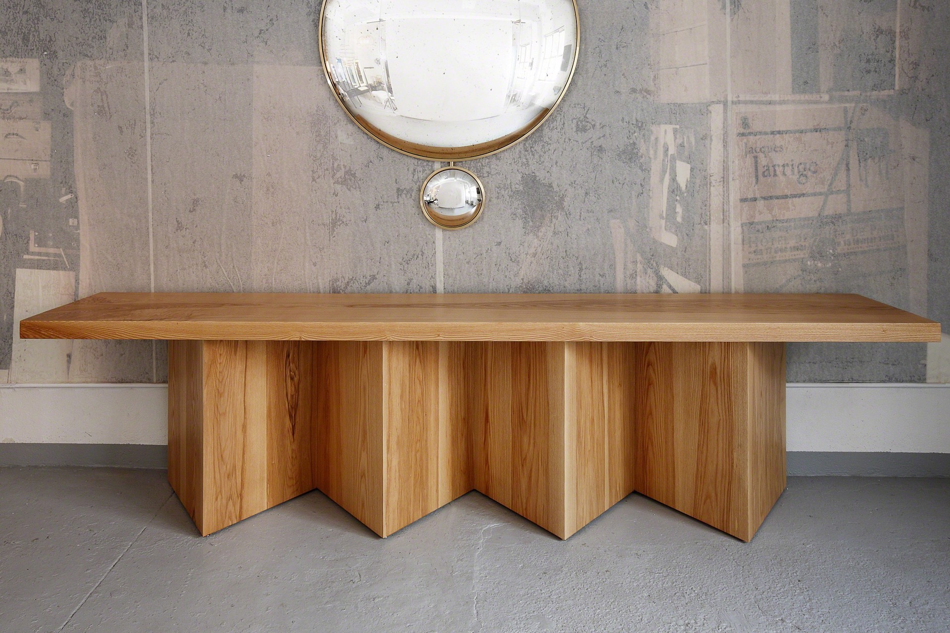 Long  Geometric Console in Ash by Tinatin Kilaberidze
