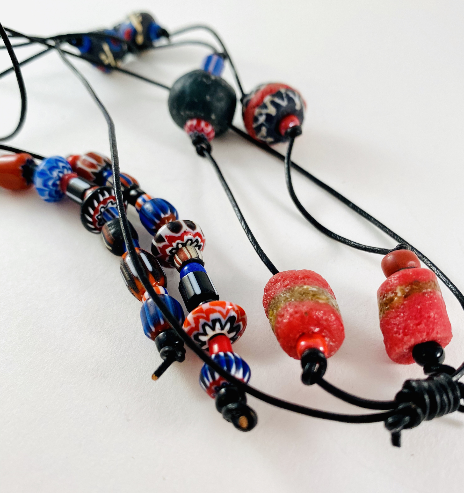 BD20 African Trade Bead Lariat Necklace by Barbara Duimstra