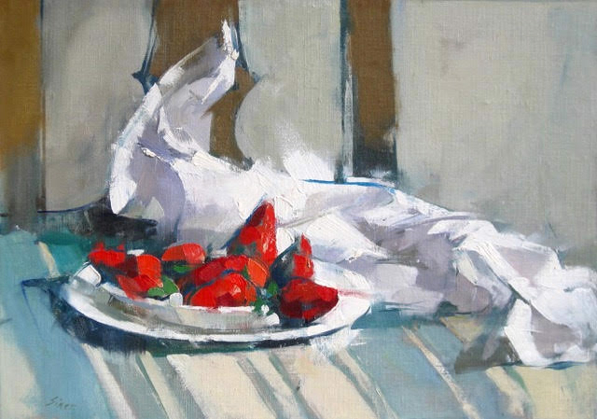 Strawberries on Chair by Maggie Siner