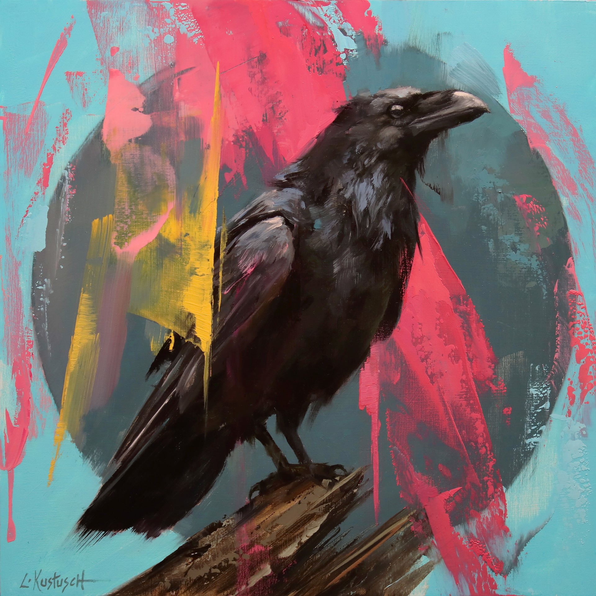 The Raven on Shades of Turquoise by Lindsey Kustusch
