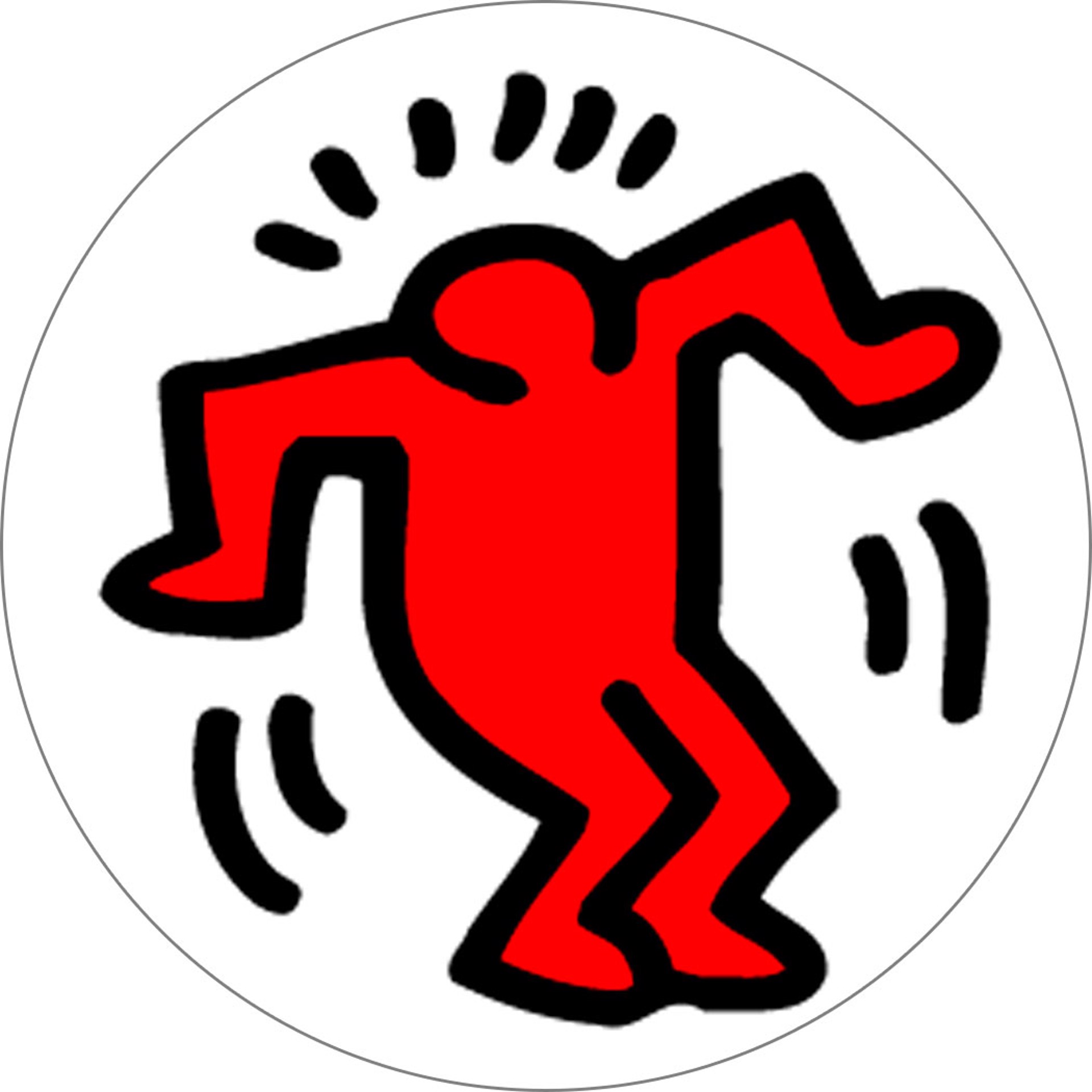 Keith Haring Red Guy on White 1 Inch Pin by Keith Haring