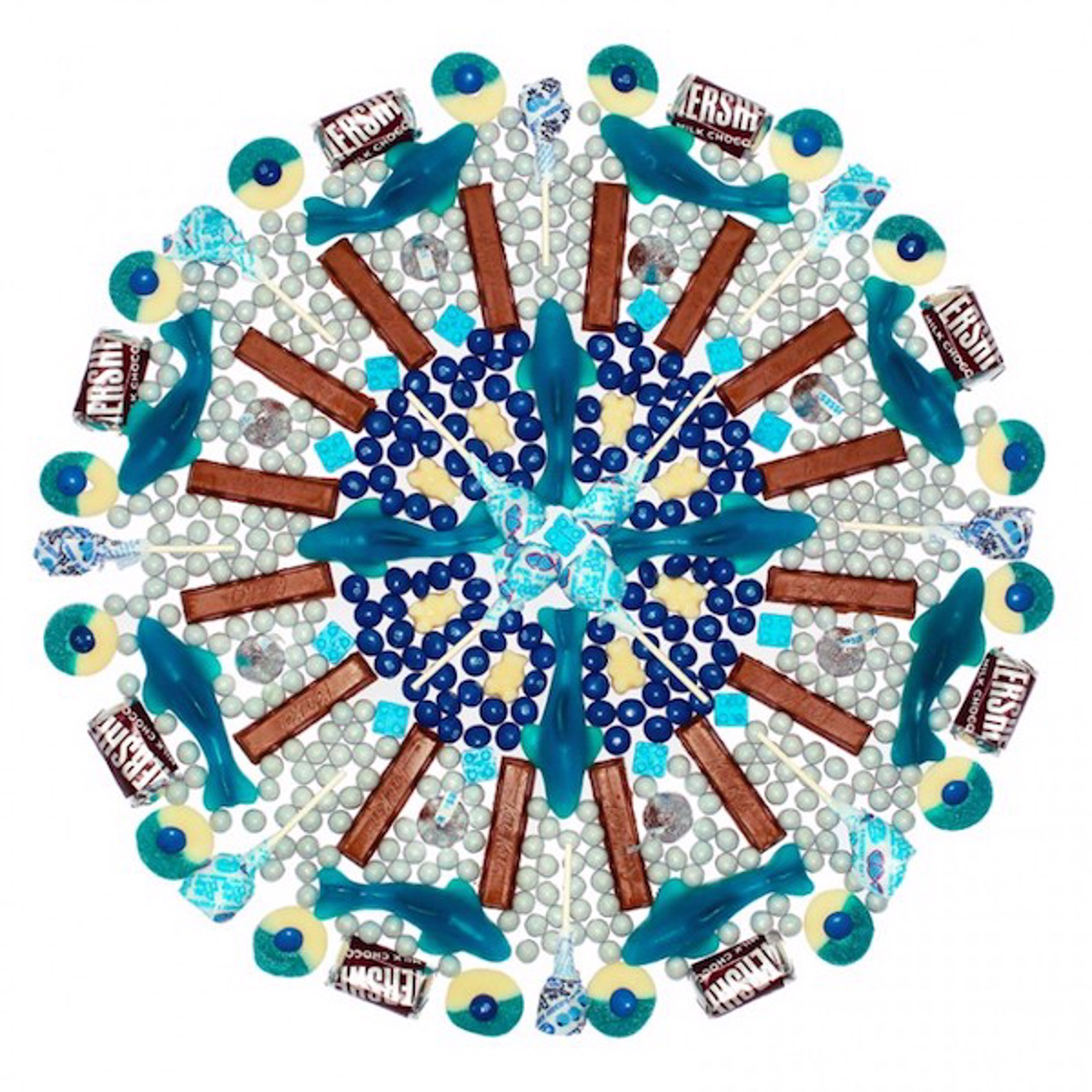 Blue + Silver Candy Mandala by Paula Brett