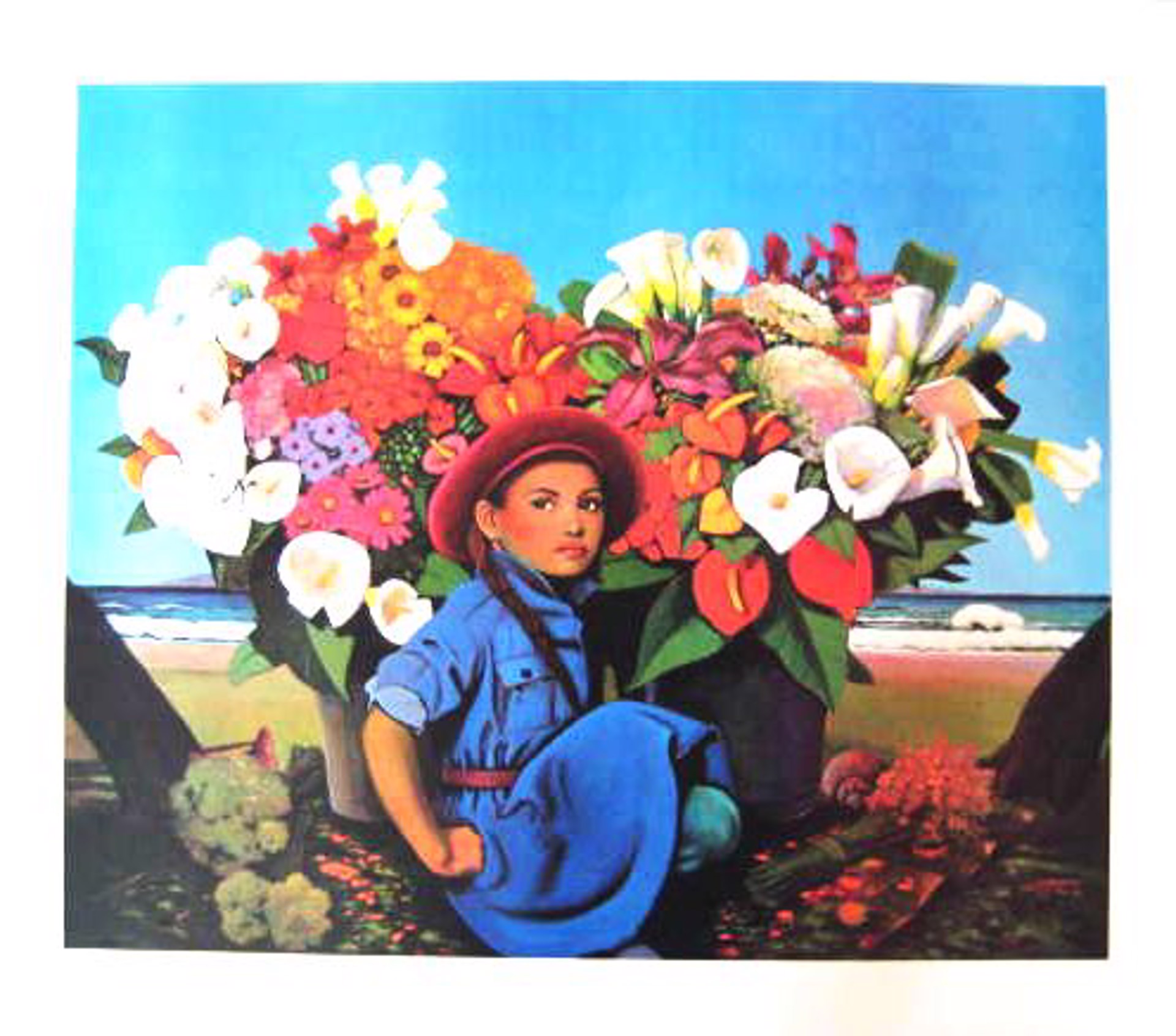 Jn-Claude Legagneur 23 ½"x27 ⅛"  "Island Flowers" by Jean-Claude Legagneur (Haitian, b. 1947)