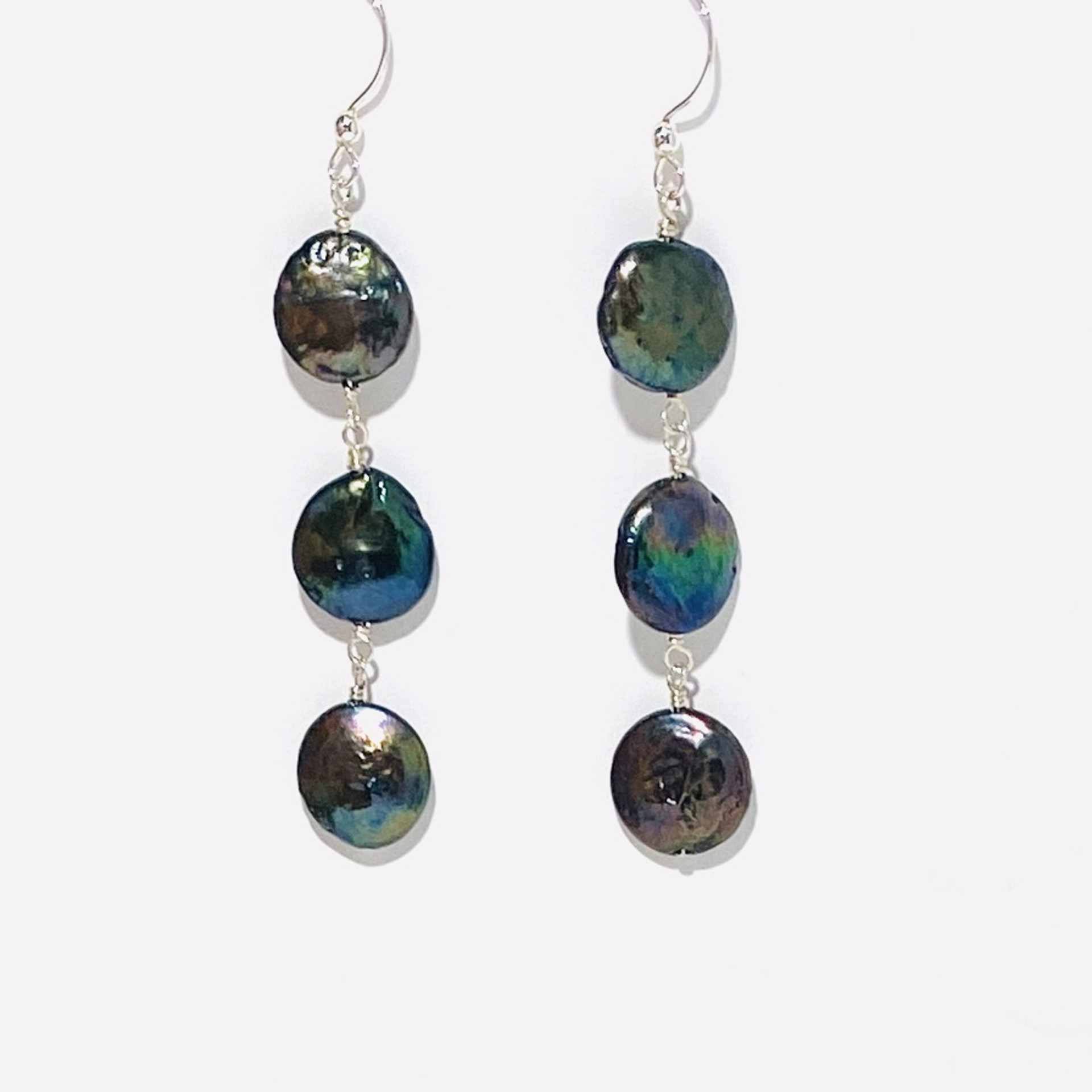 Three Peacock Pearl Earrings LR23-21 by Legare Riano