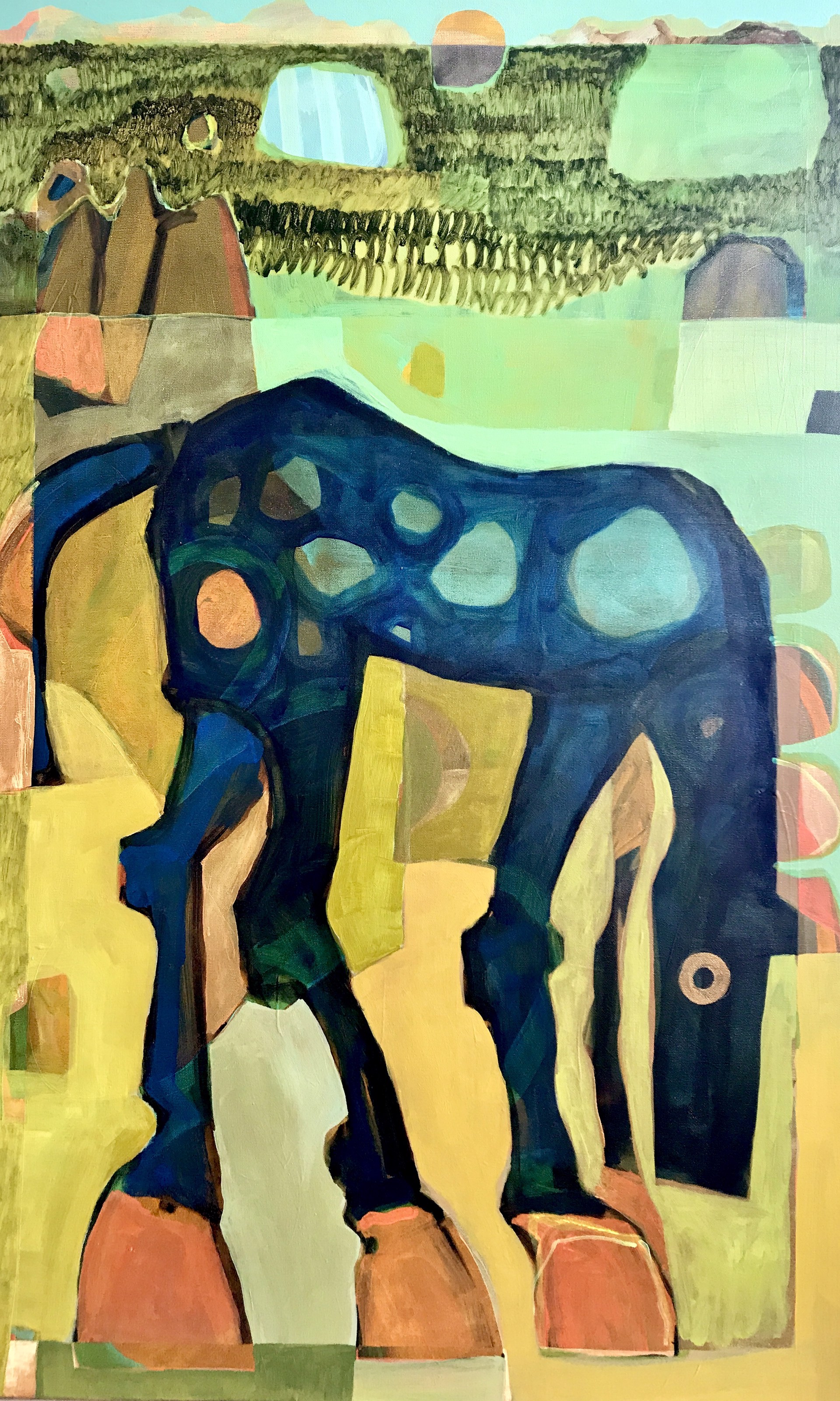 Blue Horse in Mountain Meadow by Rachael Van Dyke