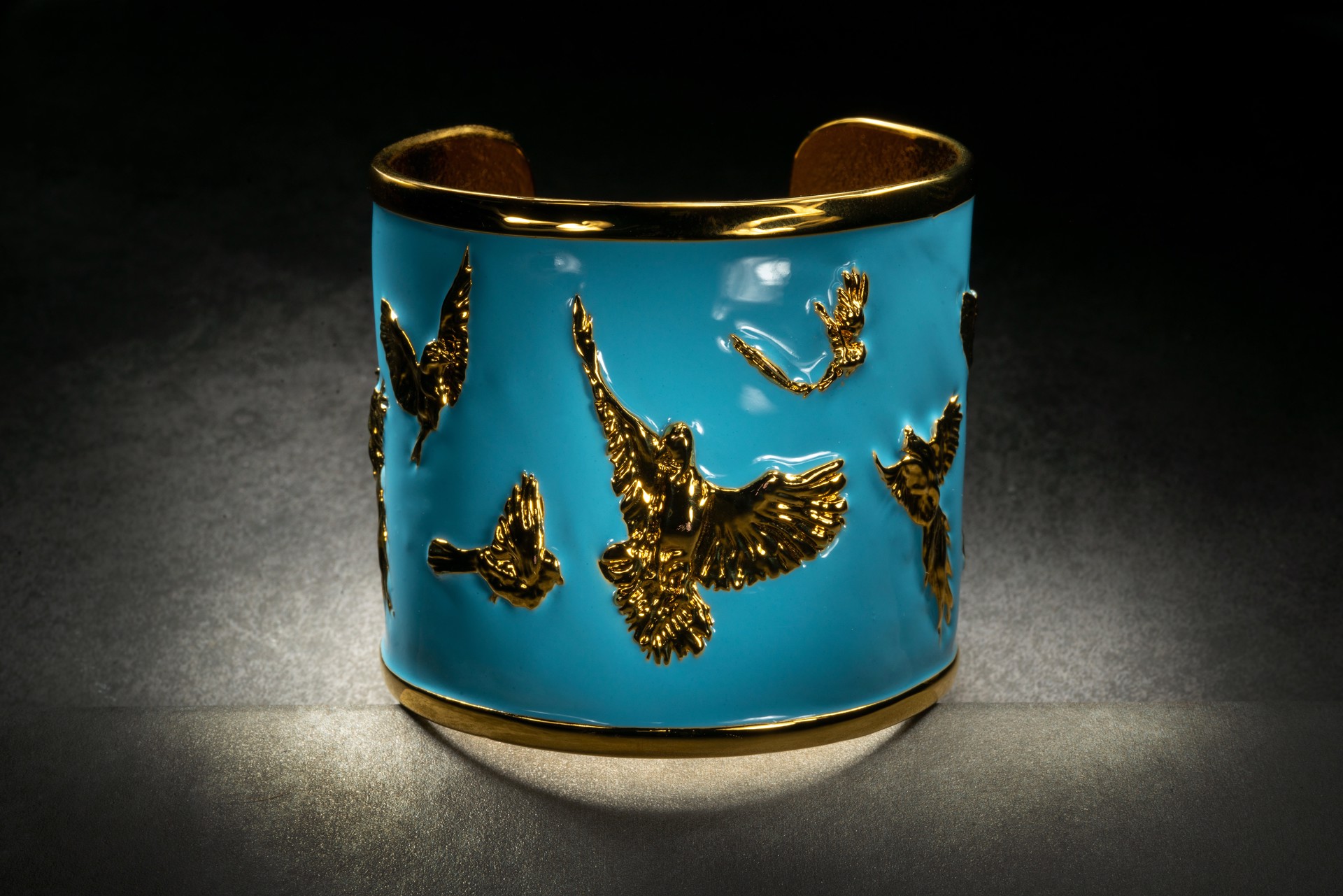 Arise Cuff - Gold & Sky Blue -Med/Large by Angela Mia