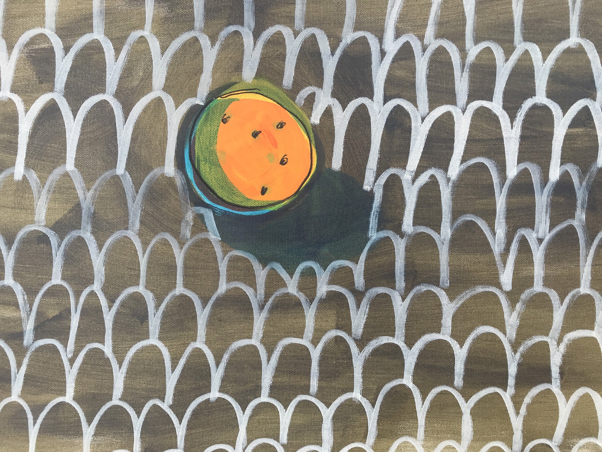 Mandarin Tree with One Orange on Table by Rachael Van Dyke