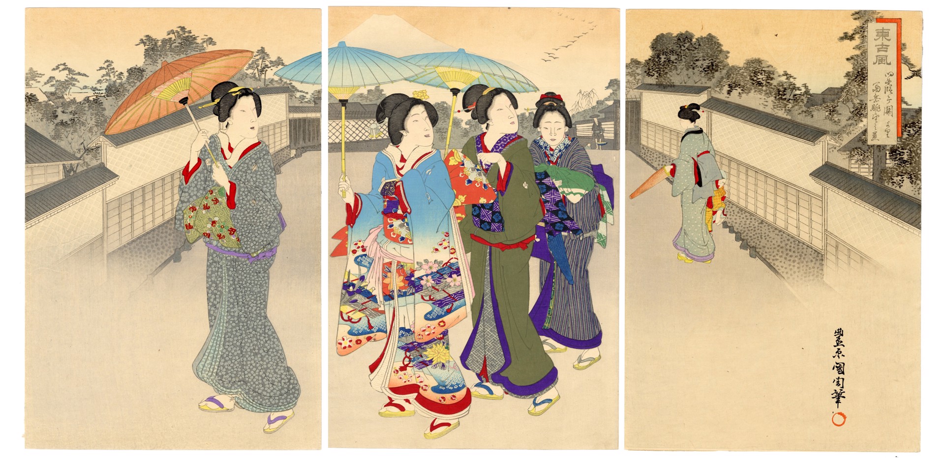Sightseeing Old Eastern Customs (Azuma Kofu) by Kunichika